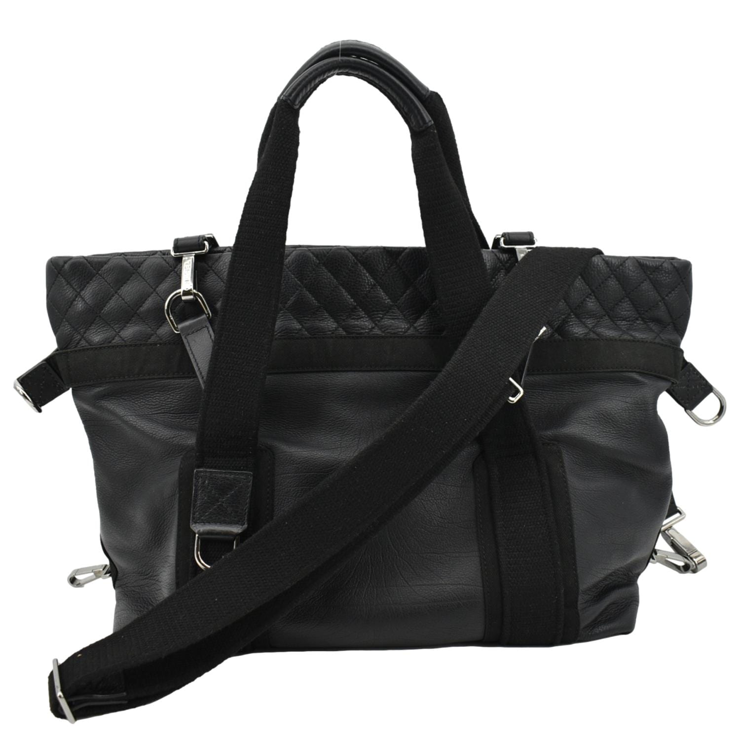Chanel 2way Leather Black Travel Bag