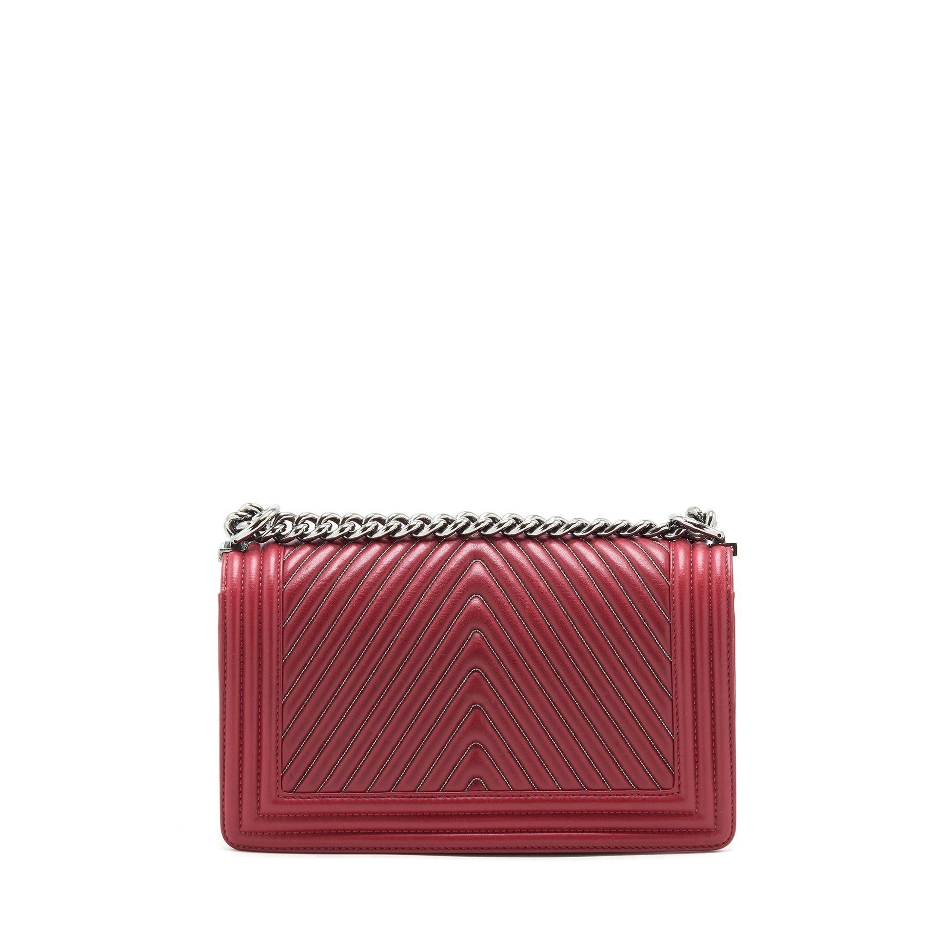 Chanel Chevron Boy Limited Edition dark SHW Red Handbag