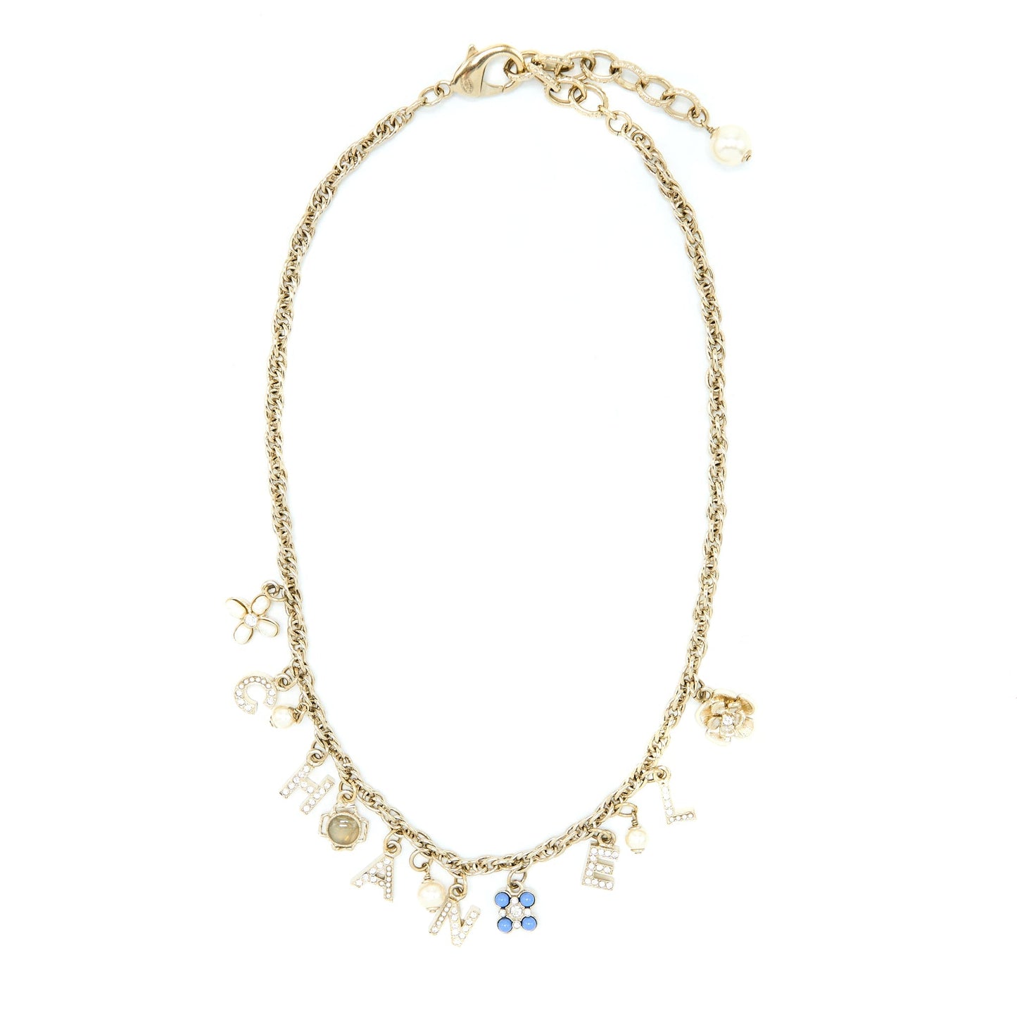 Chanel Cruise Choker Letters Flowers Crystal Pearl Handbag