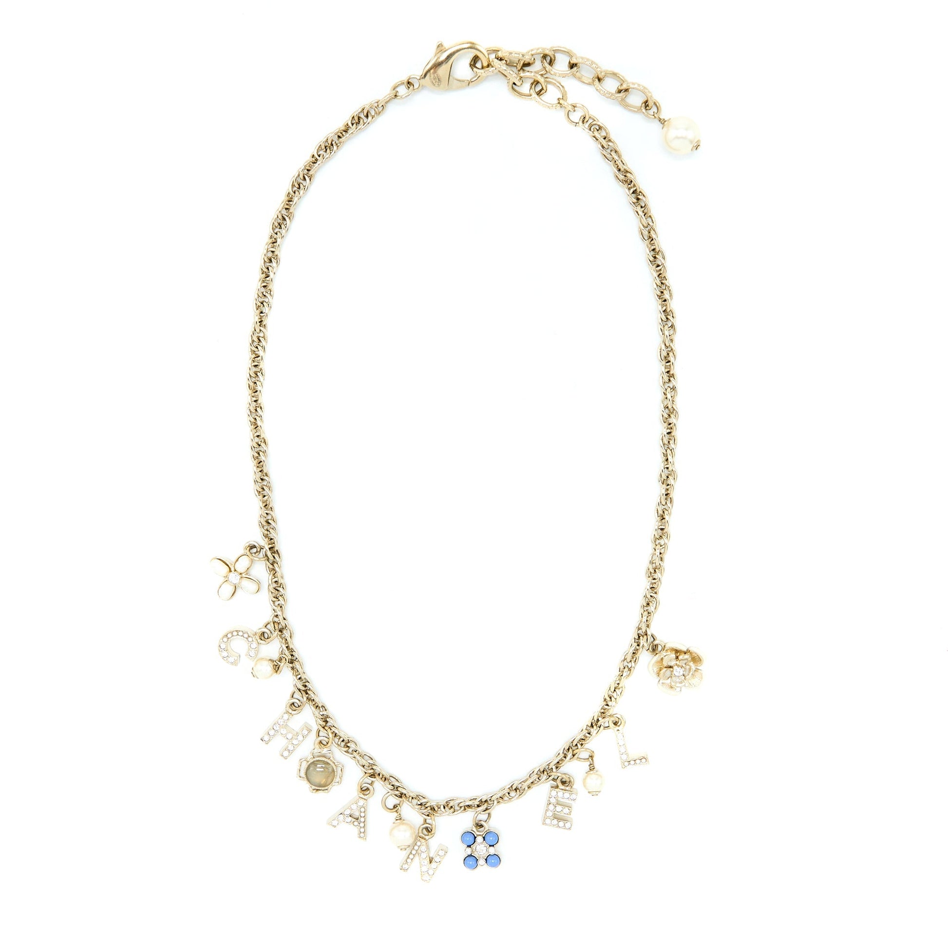 Chanel Cruise Choker Letters Flowers Crystal Pearl Handbag