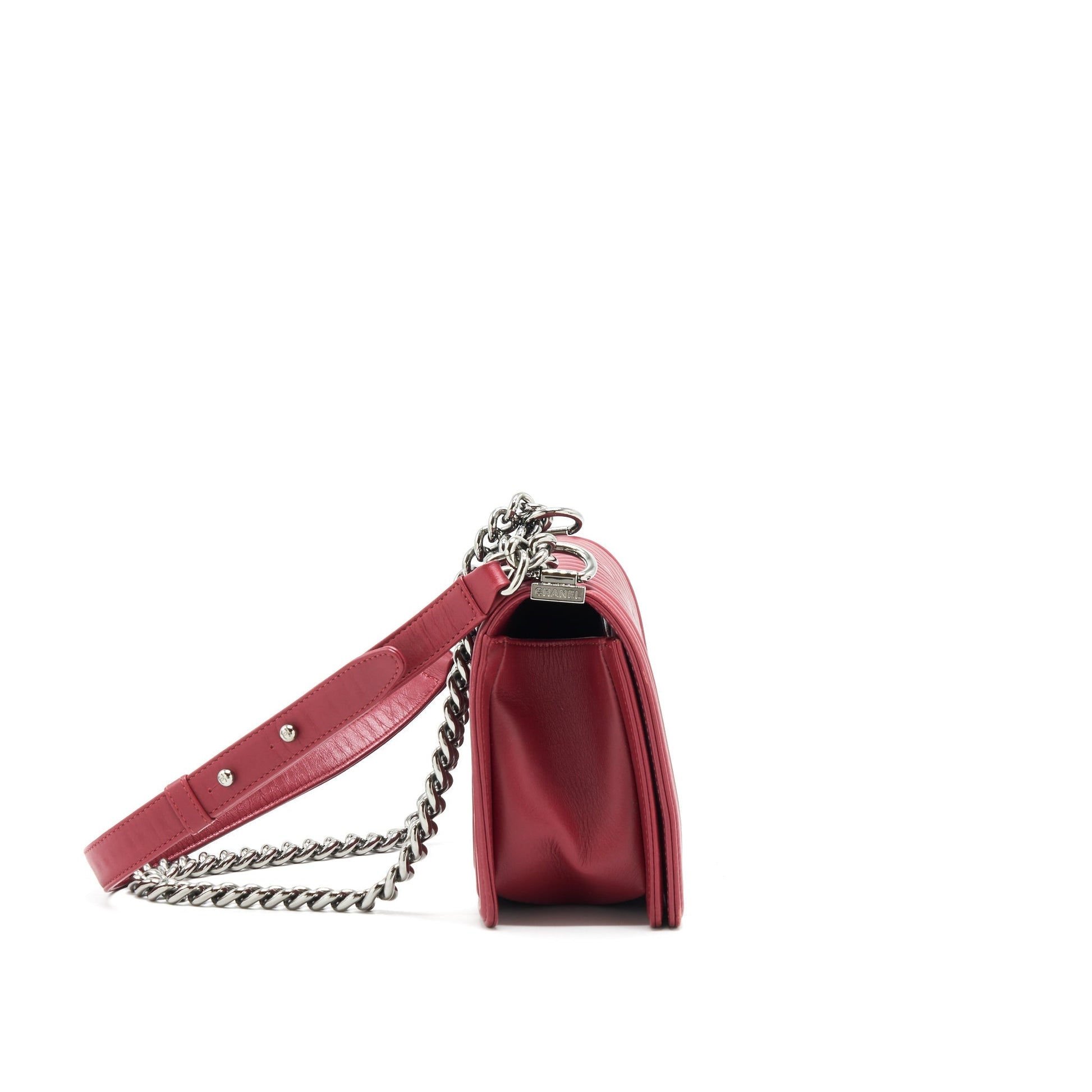 Chanel Chevron Boy Limited Edition dark SHW Red Handbag