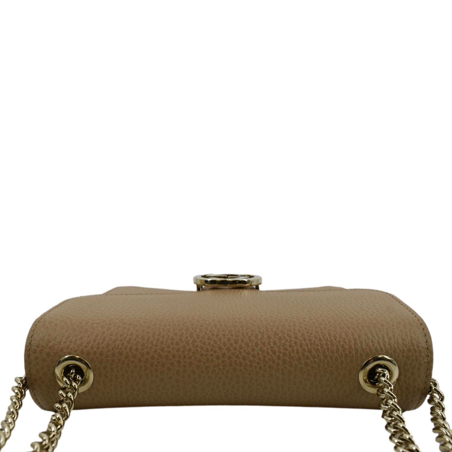 Gucci Interlocking Calfskin Shoulder Bag Leather Beige