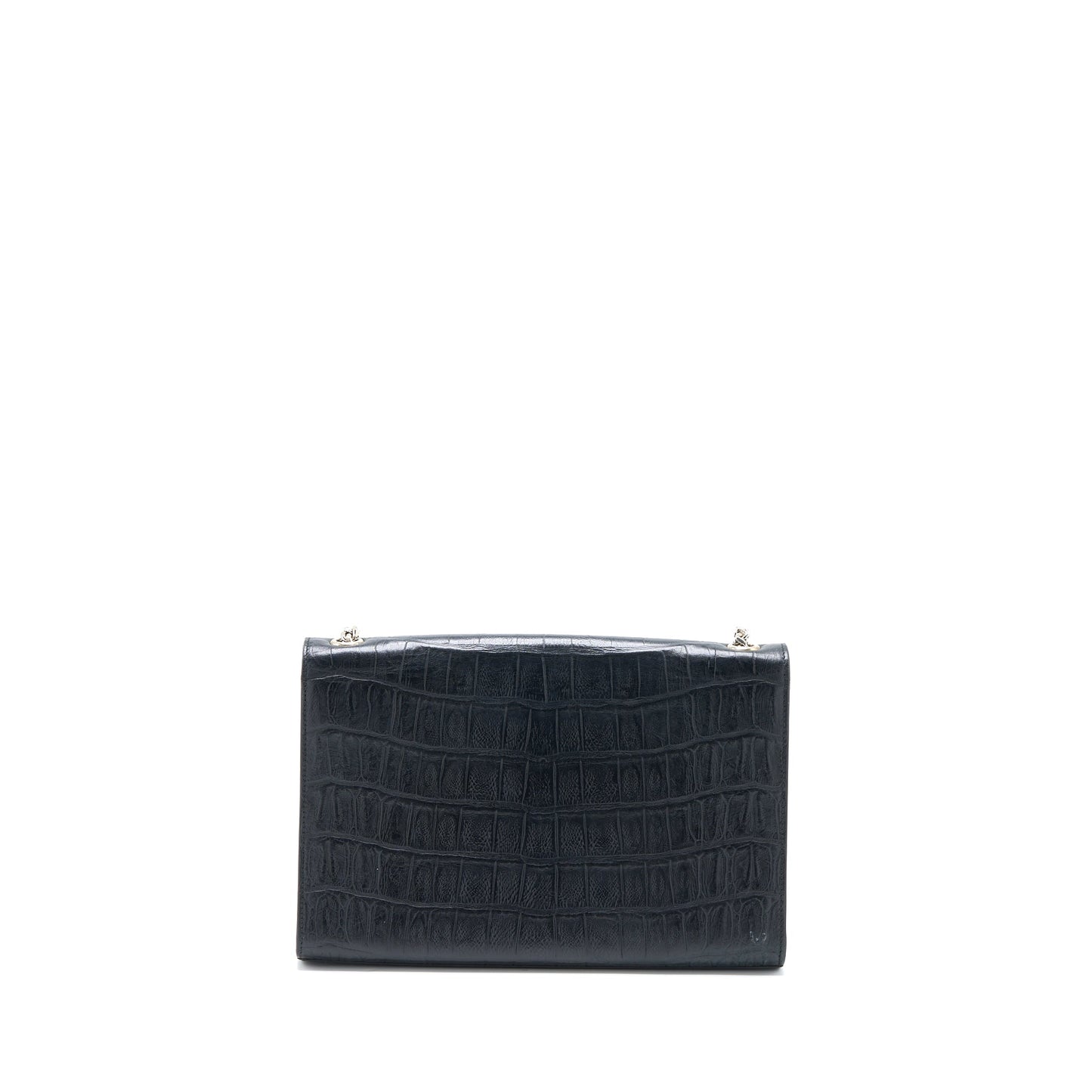 YSL Saint Laurent Saint Laurent Kate Purse Crocodile Embossed Grey Leather Travel Bag