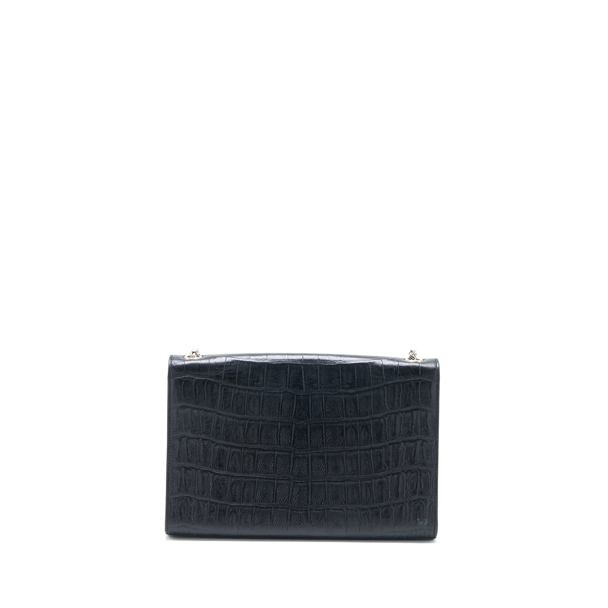 YSL Saint Laurent Saint Laurent Kate Purse Crocodile Embossed Grey Leather Travel Bag