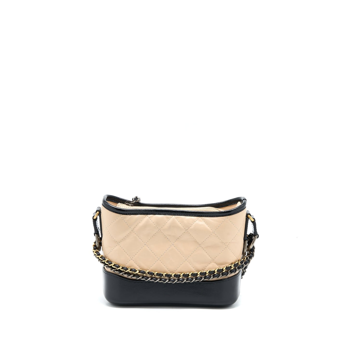 Chanel Gabrielle Aged Calfskin Hardware Multicolour Black Beige Small Handbag