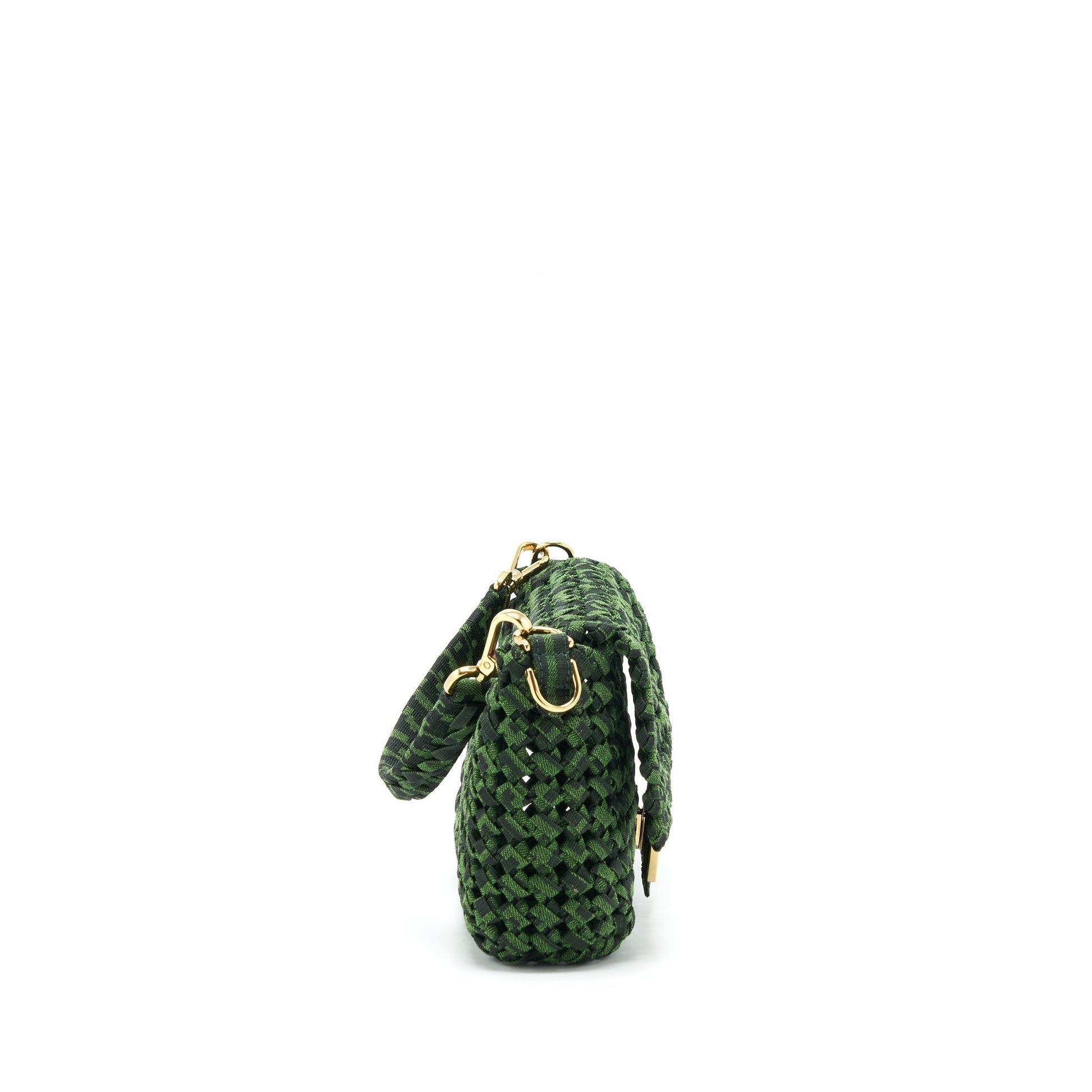 Fendi Baguette Limited Edition Tweed Handbag Green Shoulder Bag