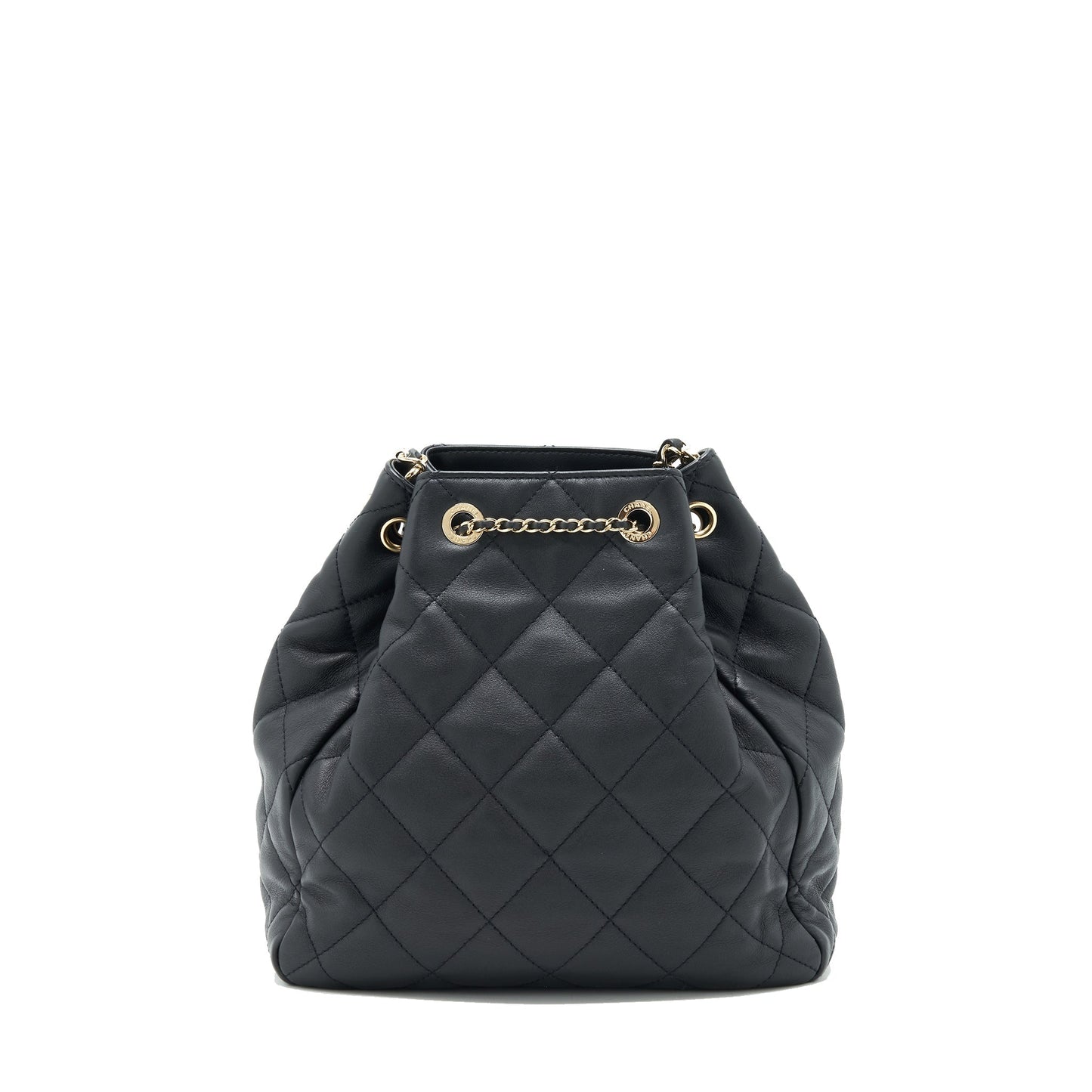 Chanel bucket quilted lambskin LGHW Black Bucket Bag