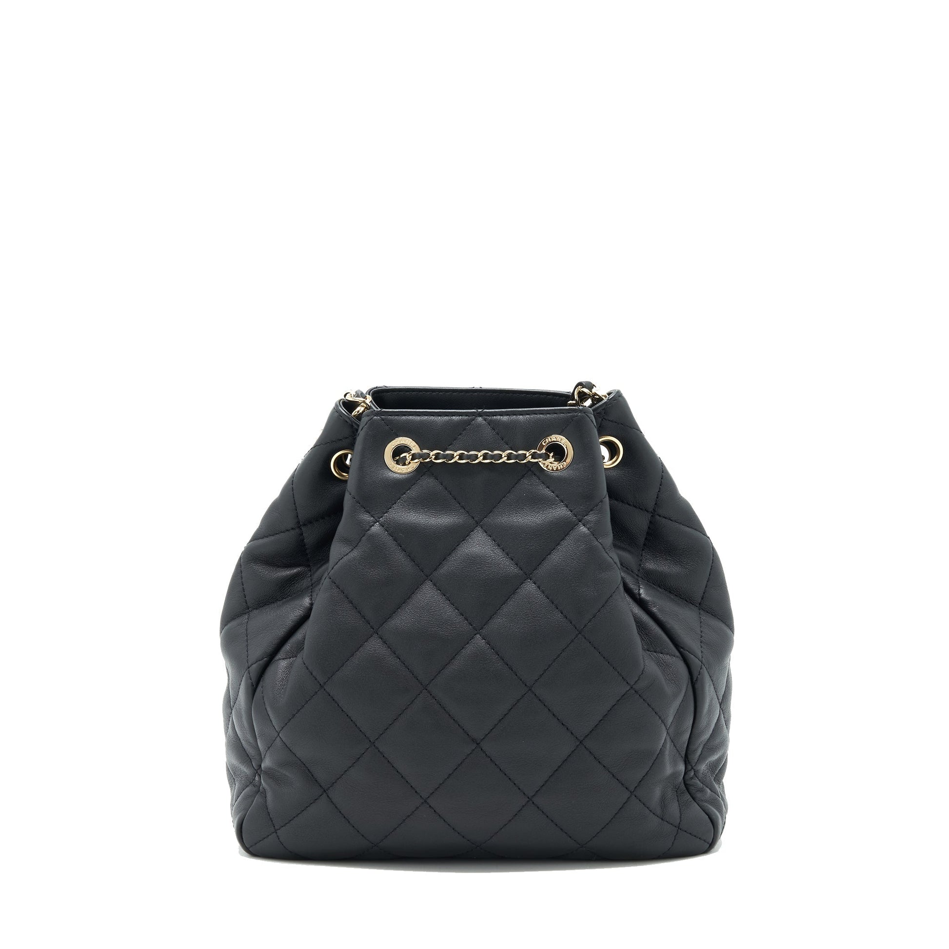Chanel bucket quilted lambskin LGHW Black Bucket Bag
