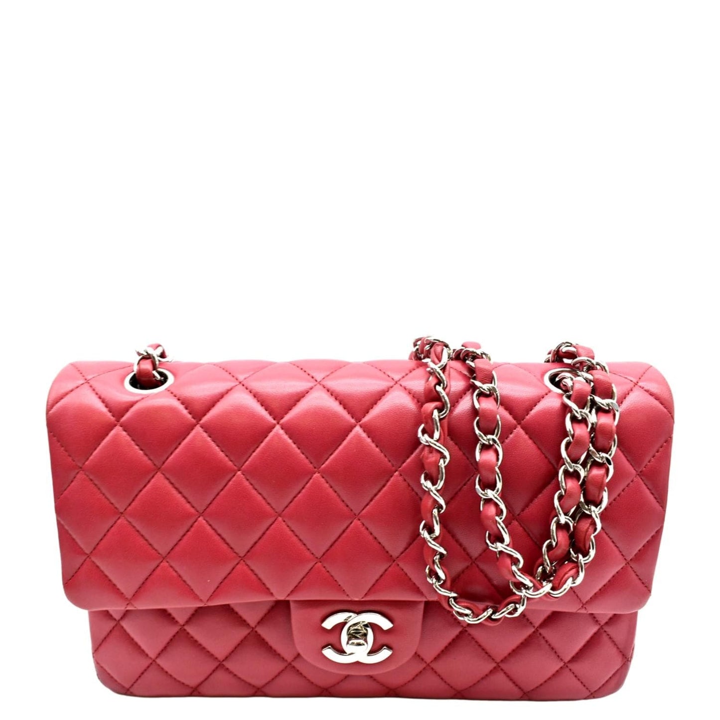 Chanel Classic Double Flap Quilted Leather Red Travel Bag