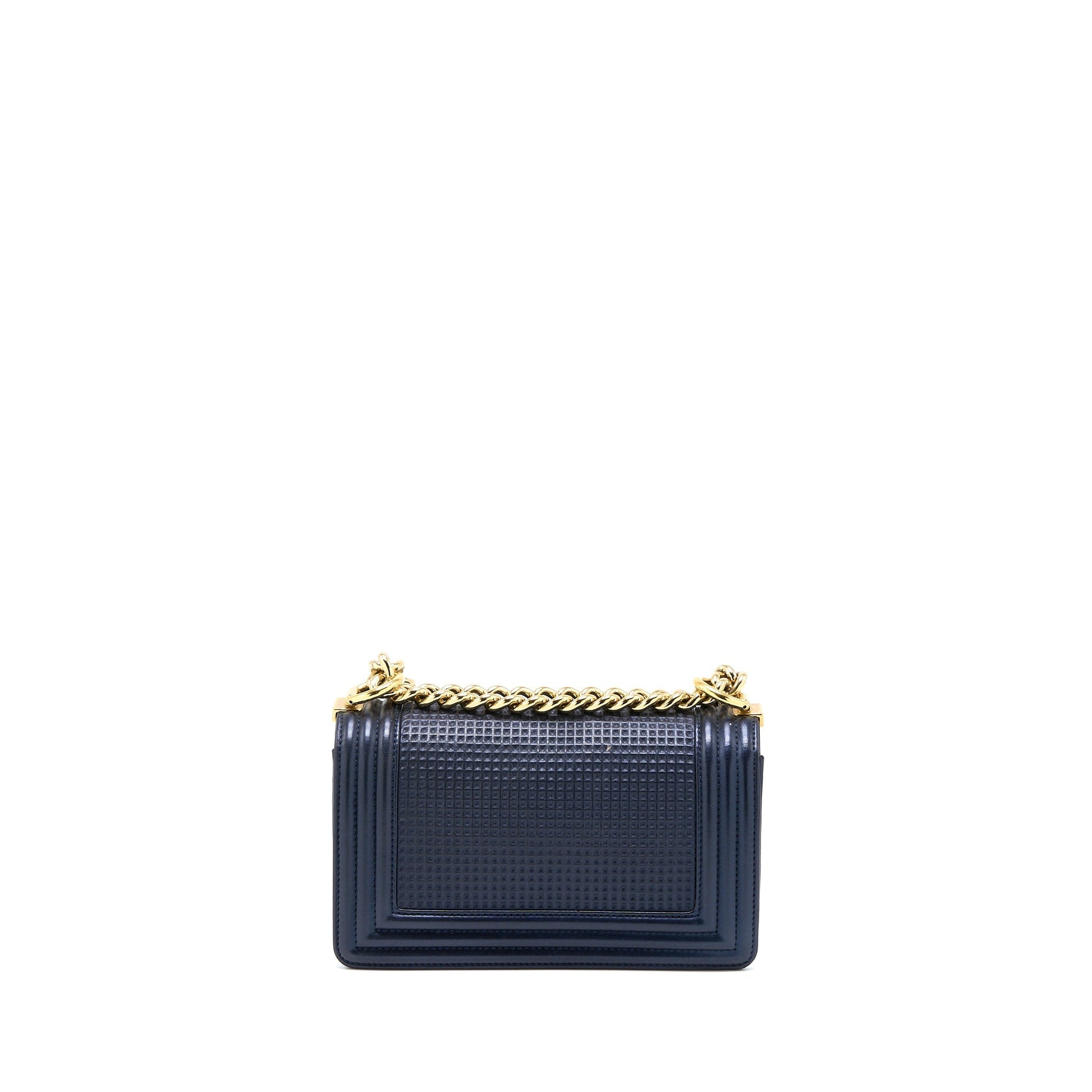 Chanel Boy Lambskin Navy Hardware Multicolour Small Handbag