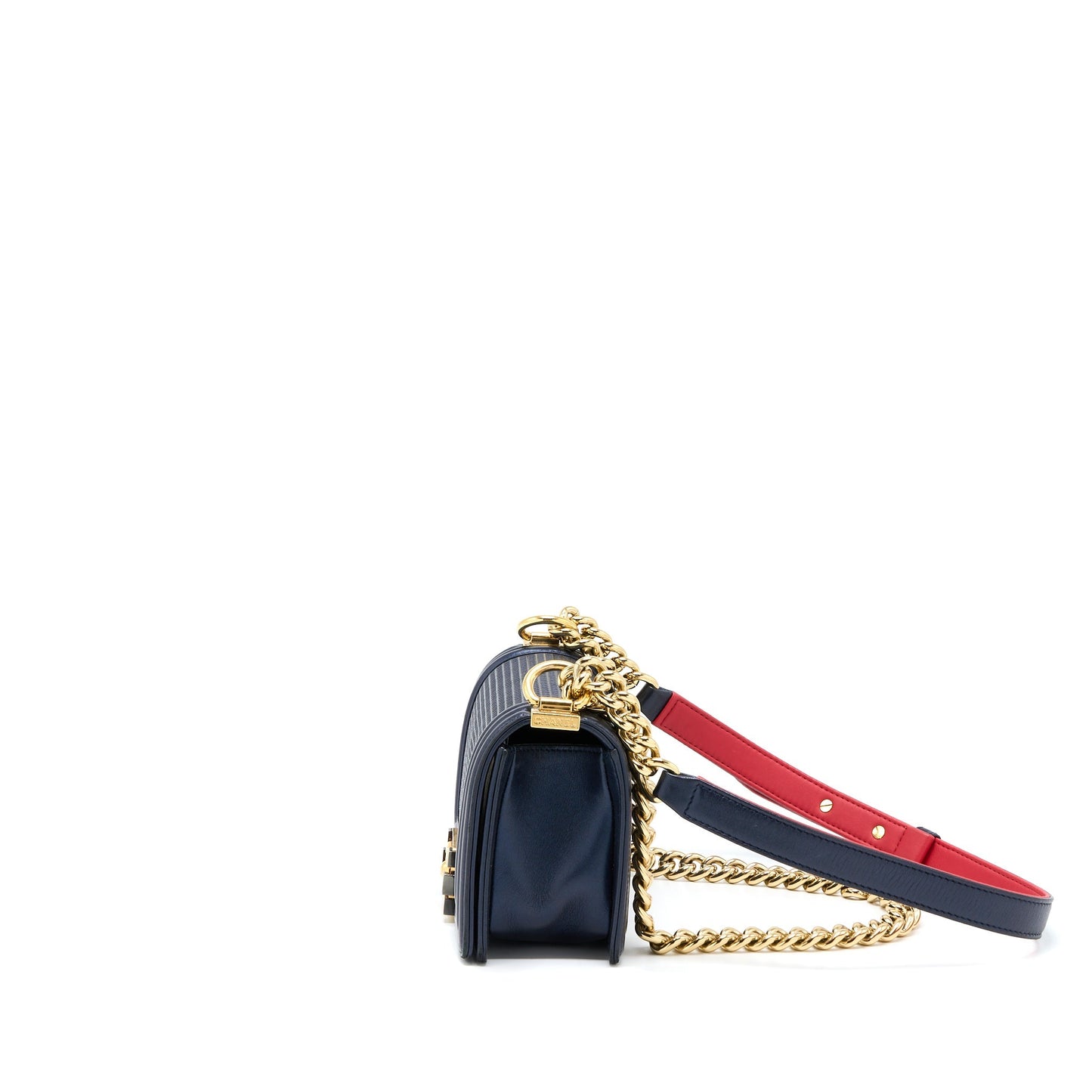 Chanel Boy Lambskin Navy Hardware Multicolour Small Handbag