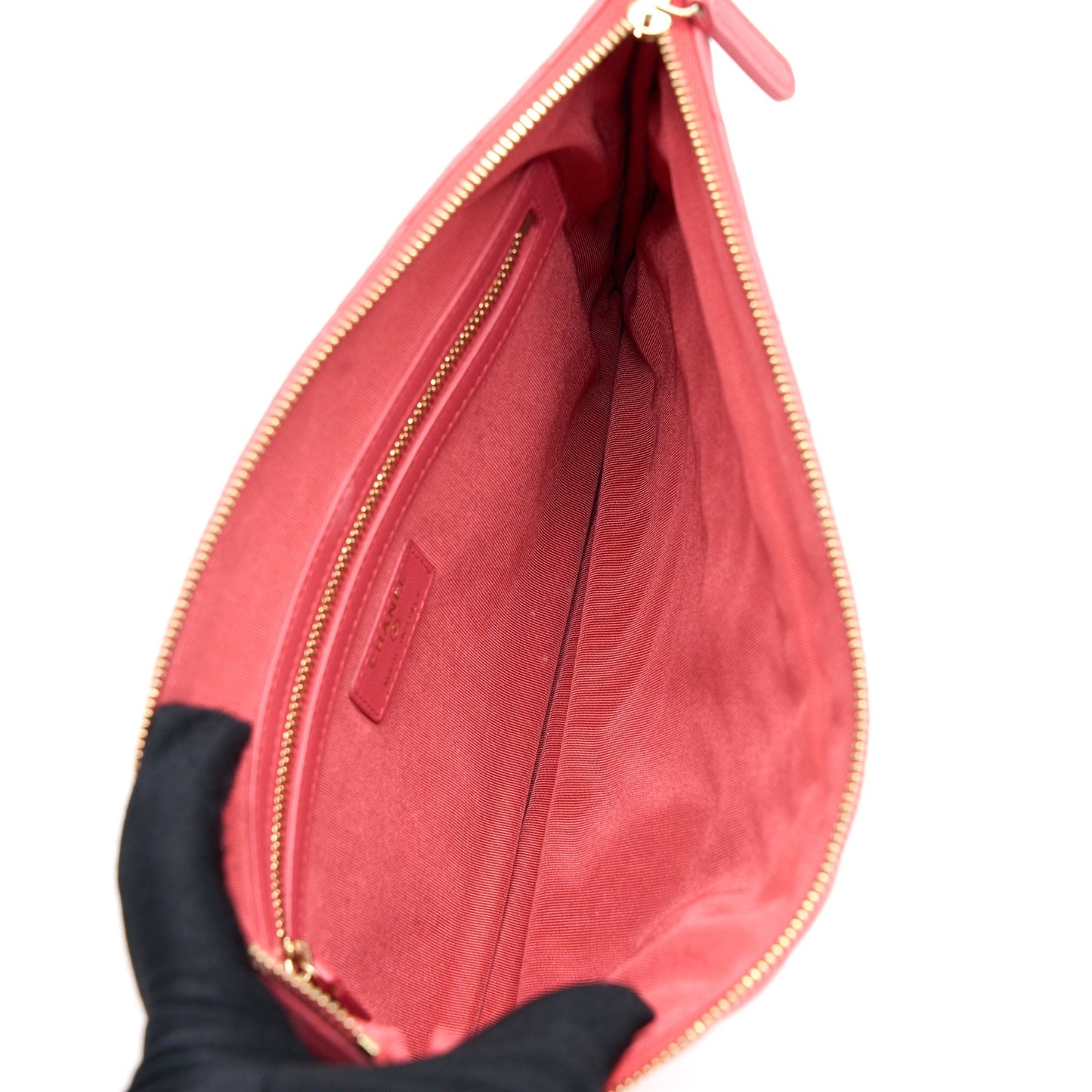 Chanel Chevron Lambskin LGHW Pink Clutch Bag