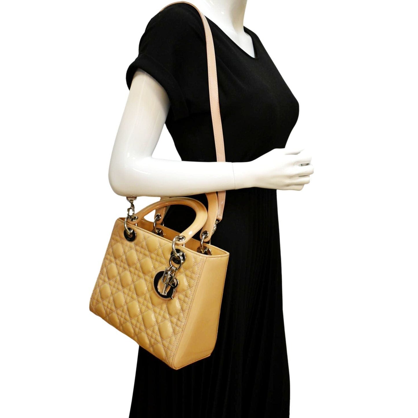 Dior Lady Cannage Lambskin Shoulder Bag Yellow Leather Medium