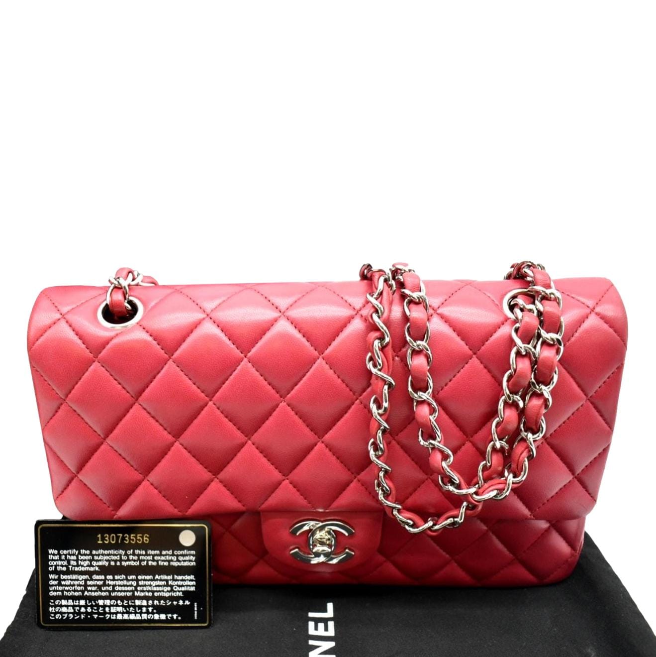 Chanel Classic Medium Double Flap Quilted Leather Shoulder Bag Red