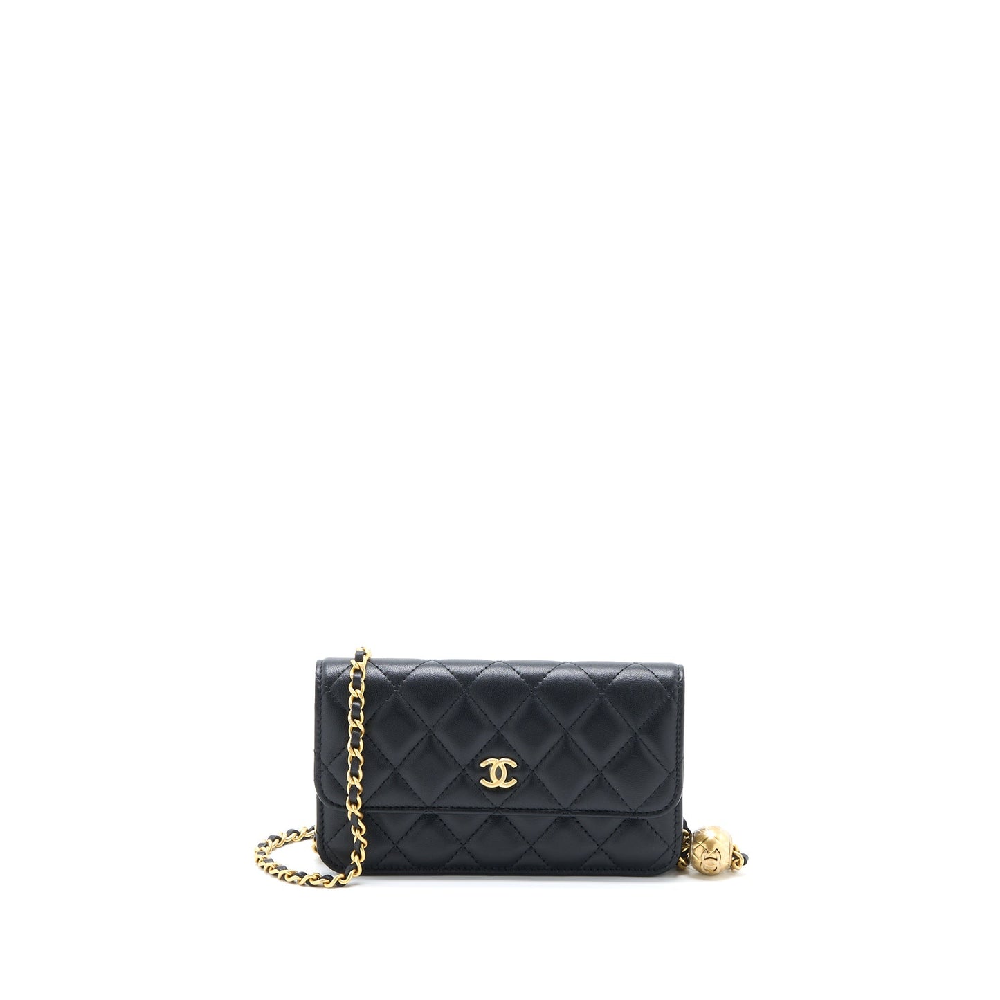 Chanel Pearl Crush On Lambskin Brushed GHW Black Wallet Case 6