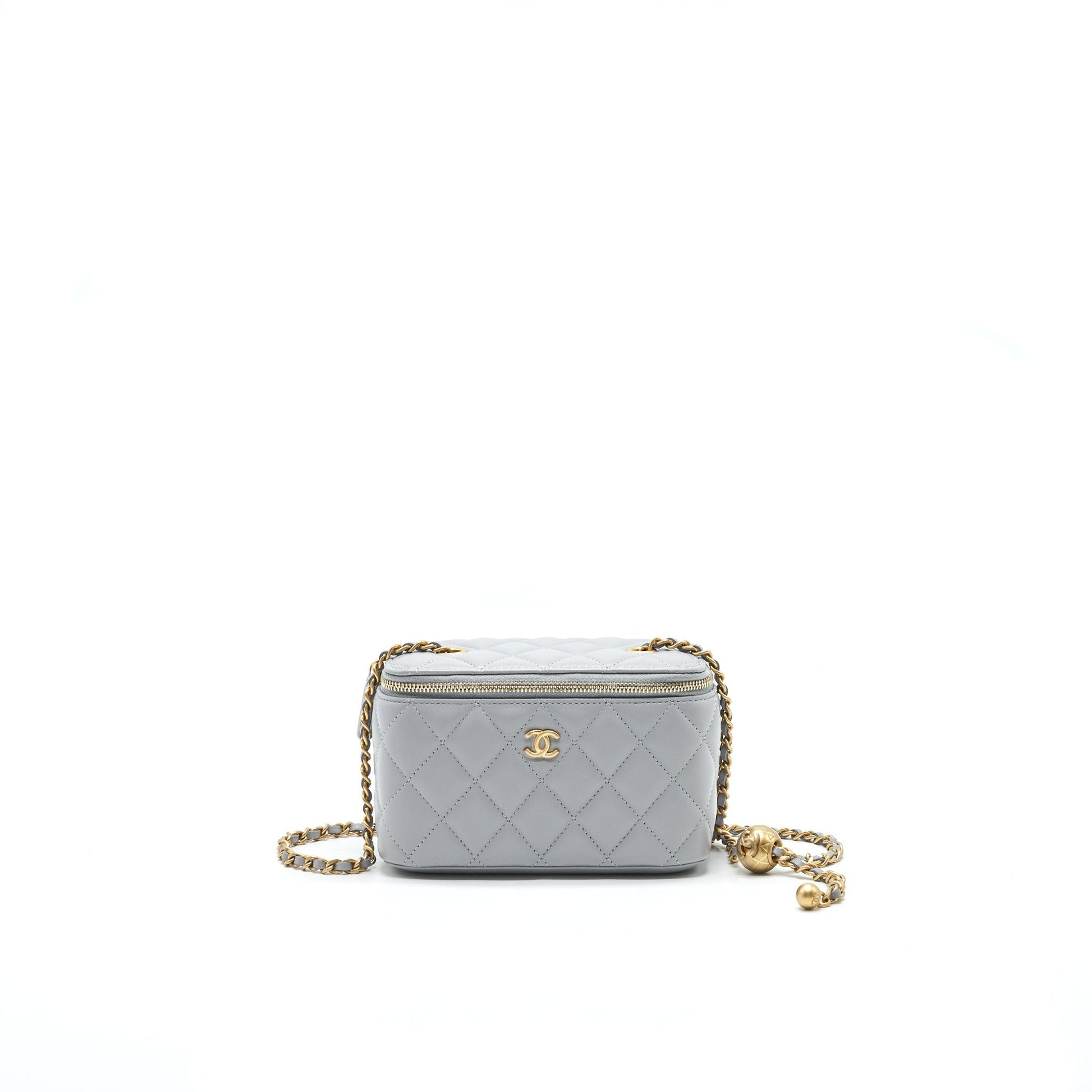 Chanel 21B Pearl Crush Long Vanity Light Grey Handbag