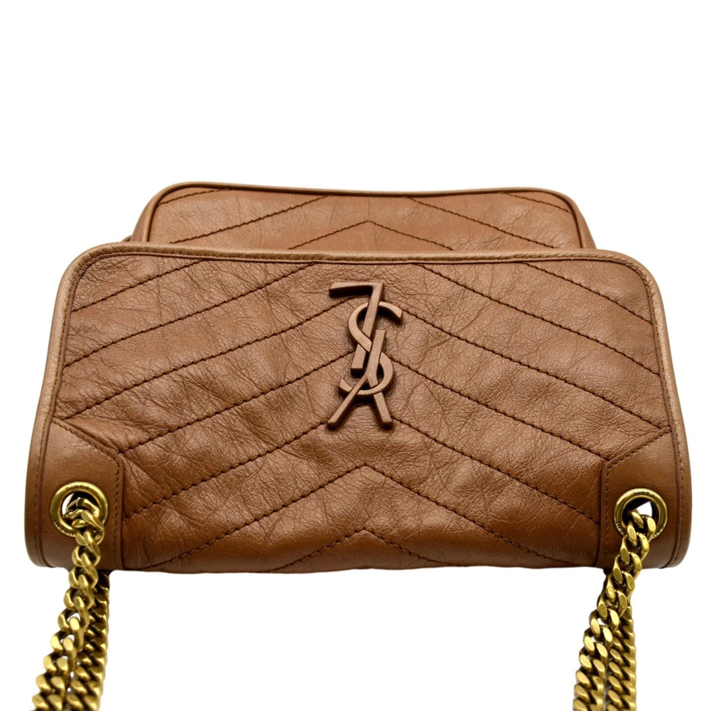 YSL Saint Laurent Yves Niki Crossbody Bag Dark Leather Brown Medium