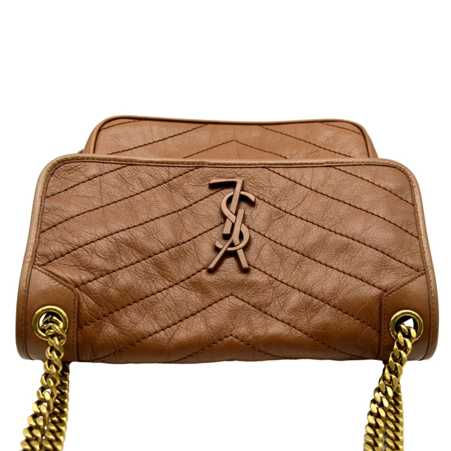 YSL Saint Laurent Yves Niki Crossbody Bag Dark Leather Brown Medium