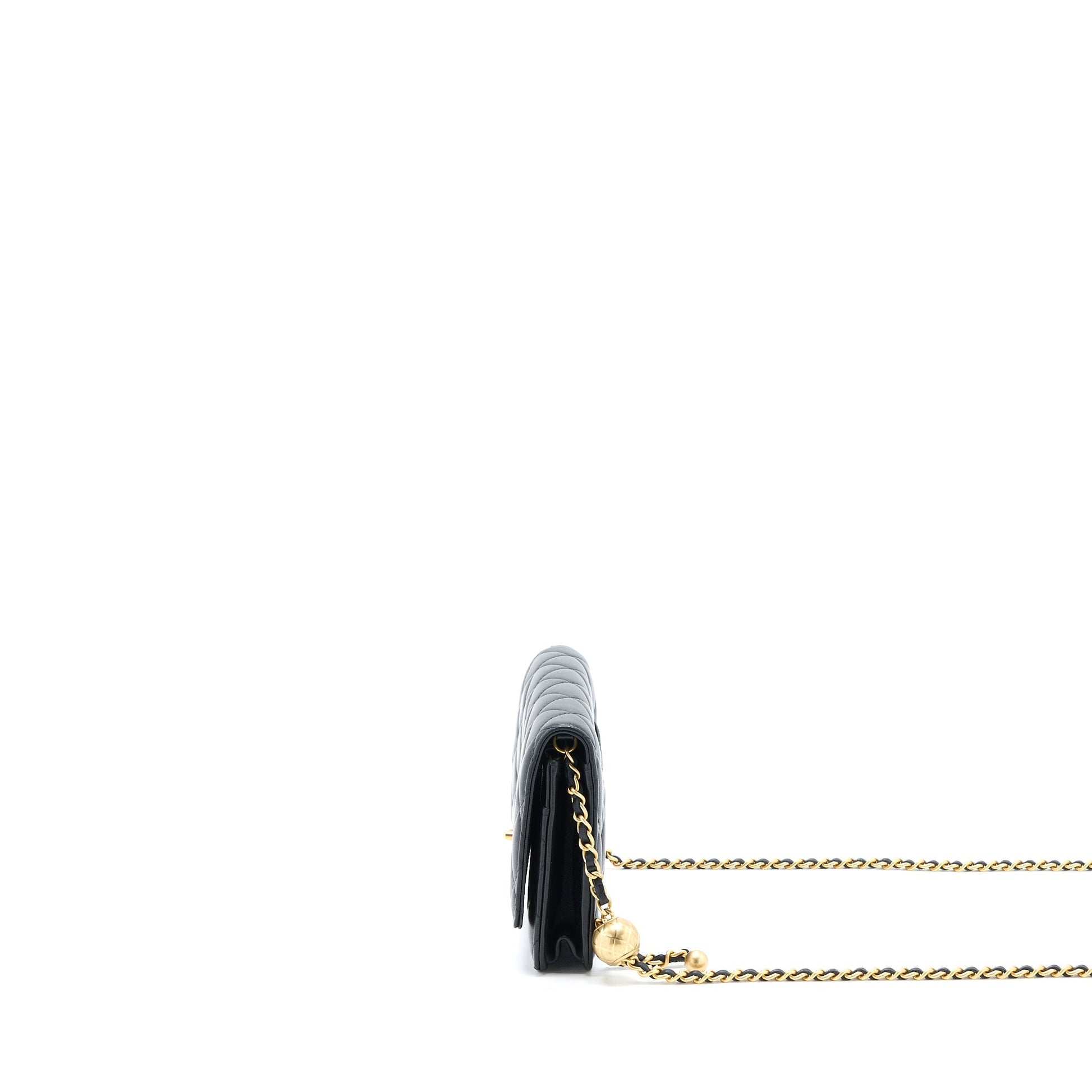Chanel Pearl Crush on Lambskin GHW Microchip Black Wallet Case Microchip 8