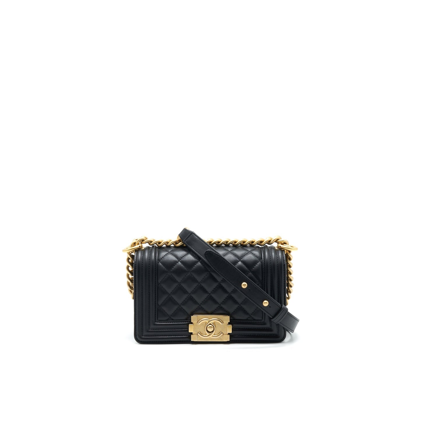 Chanel boy Calfskin GHW serial27 Black Small Handbag