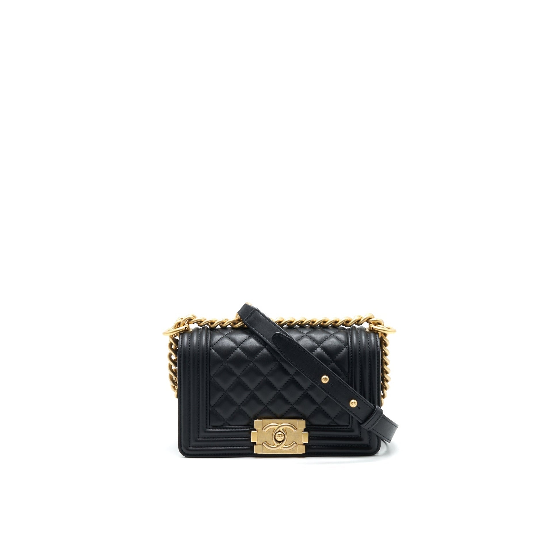 Chanel boy Calfskin GHW serial27 Black Small Handbag
