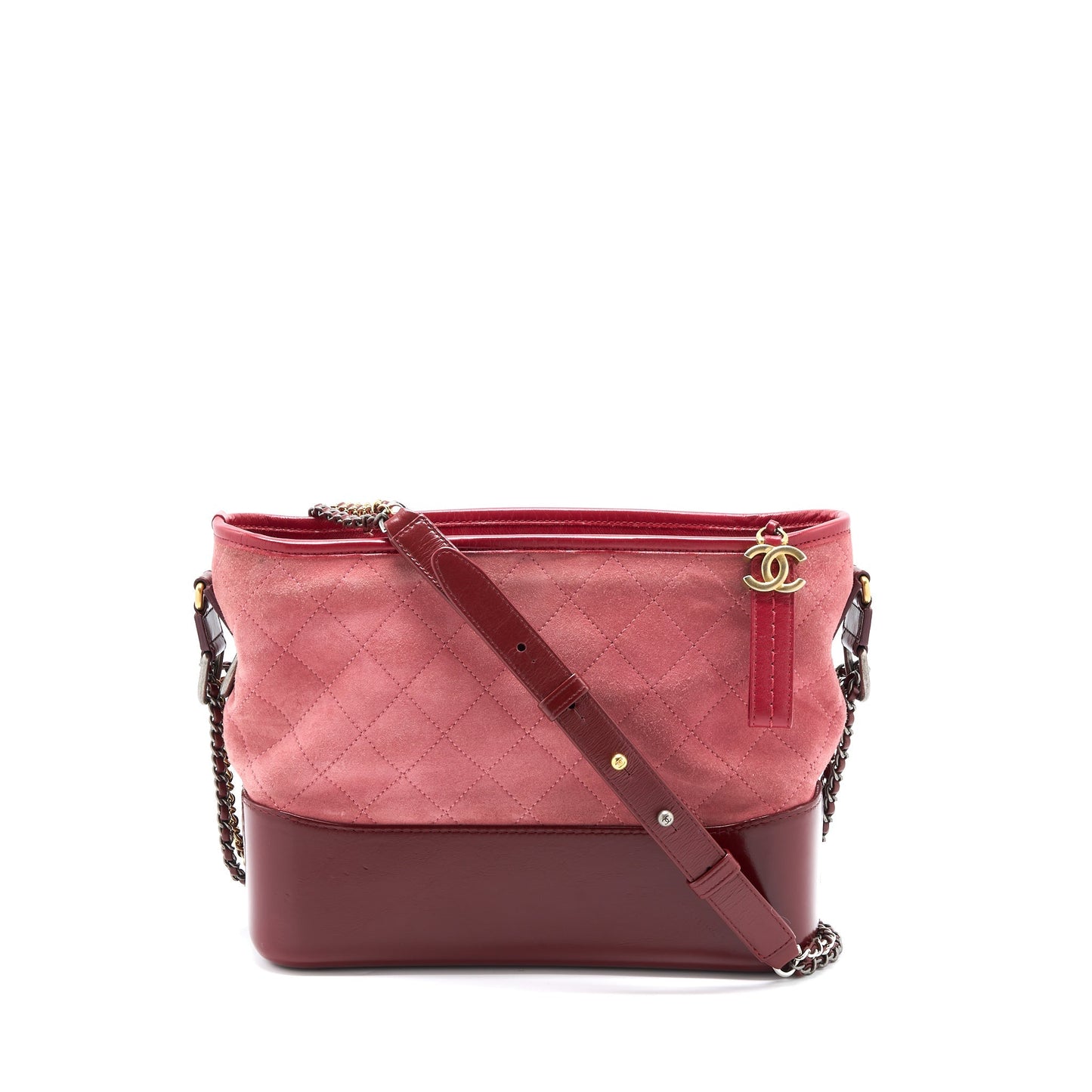 Chanel Gabrielle Hobo Suede Hardware Multicolour Pink Leather Shoulder Bag