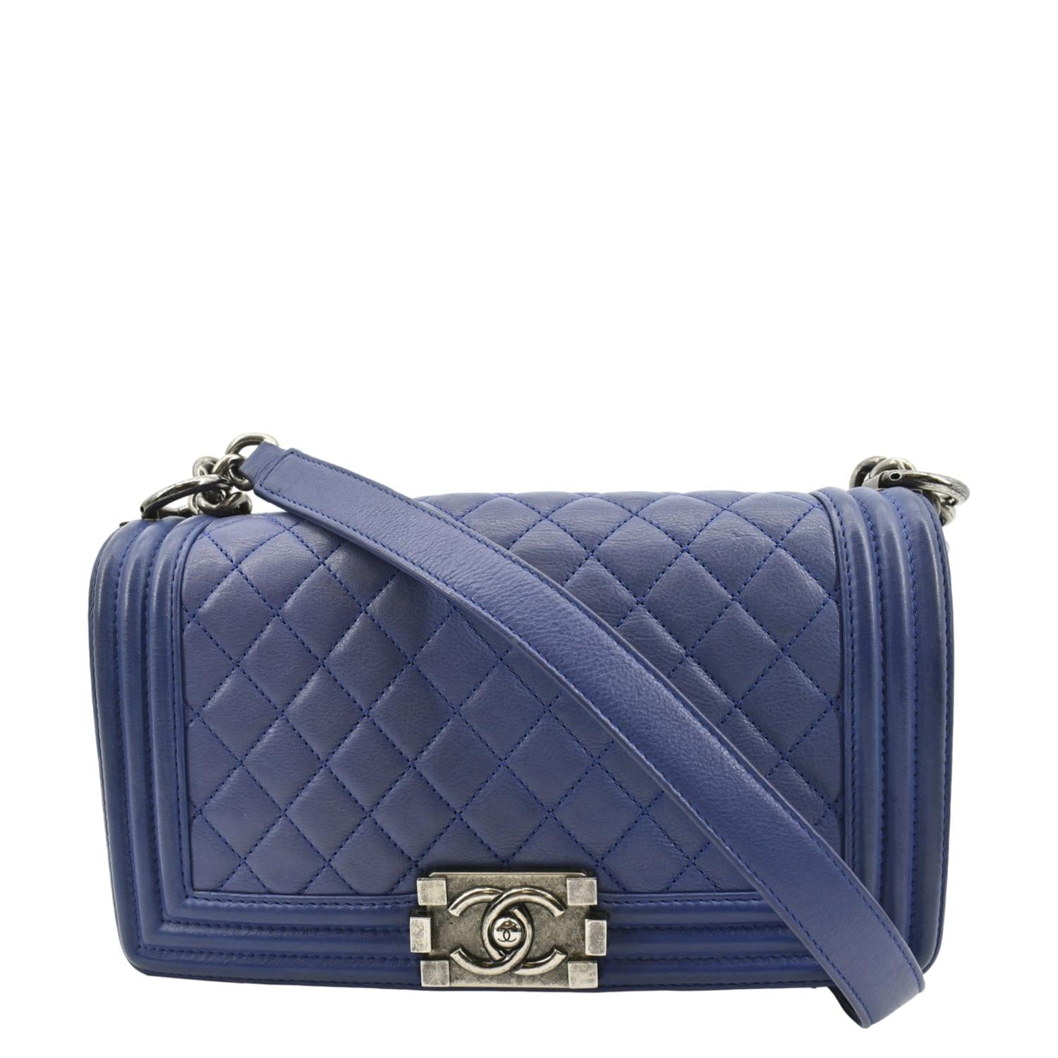 Chanel Boy Flap Leather Calf Blue Travel Bag Bag 1
