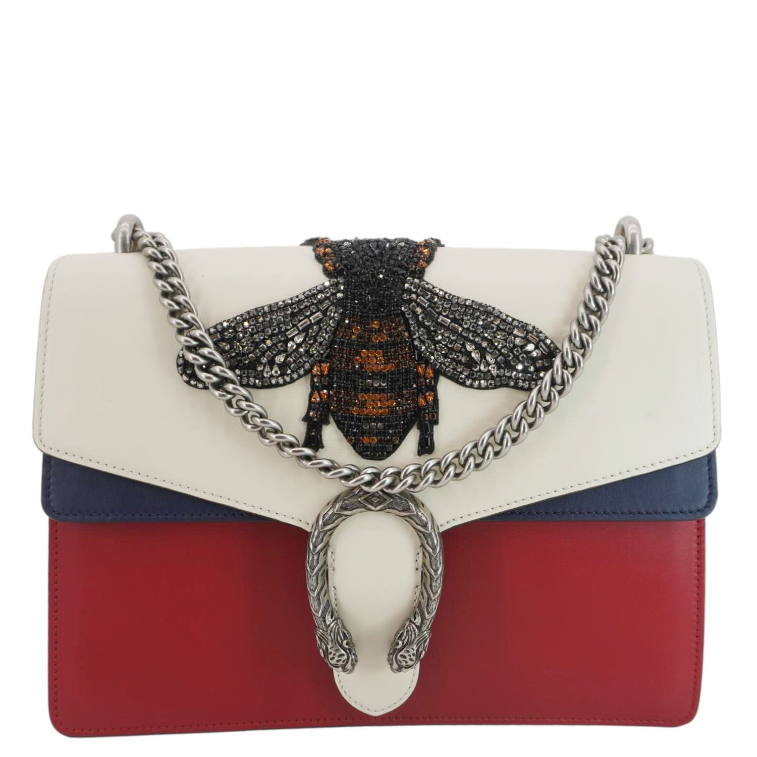 Gucci Dionysus Bee Embroidered Shoulder Bag Multicolor Leather