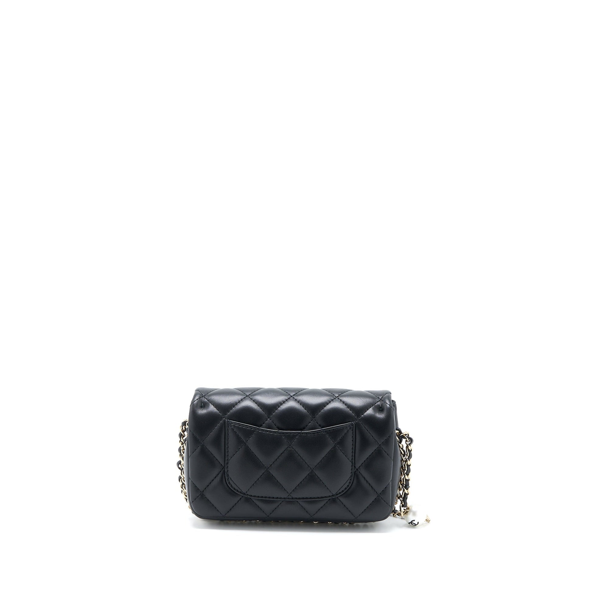 Chanel Pearl Flap Quilted Lambskin LGHW Black Shoulder Bag