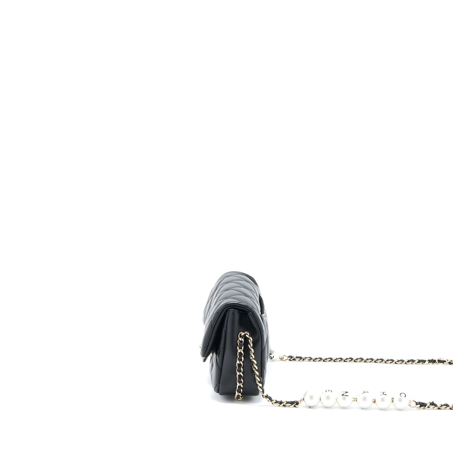 Chanel Pearl Flap Quilted Lambskin LGHW Black Shoulder Bag