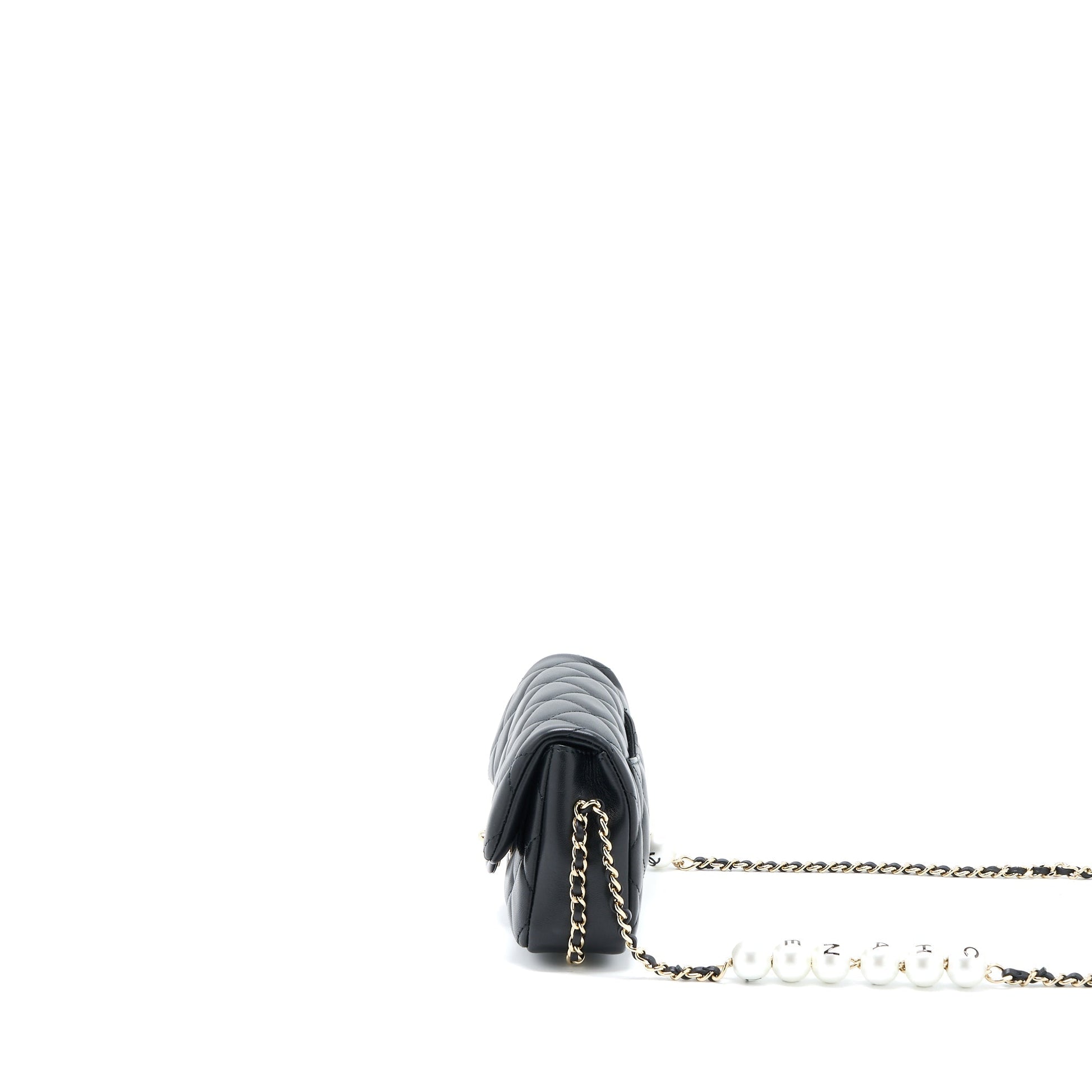 Chanel Pearl Flap Quilted Lambskin LGHW Black Shoulder Bag