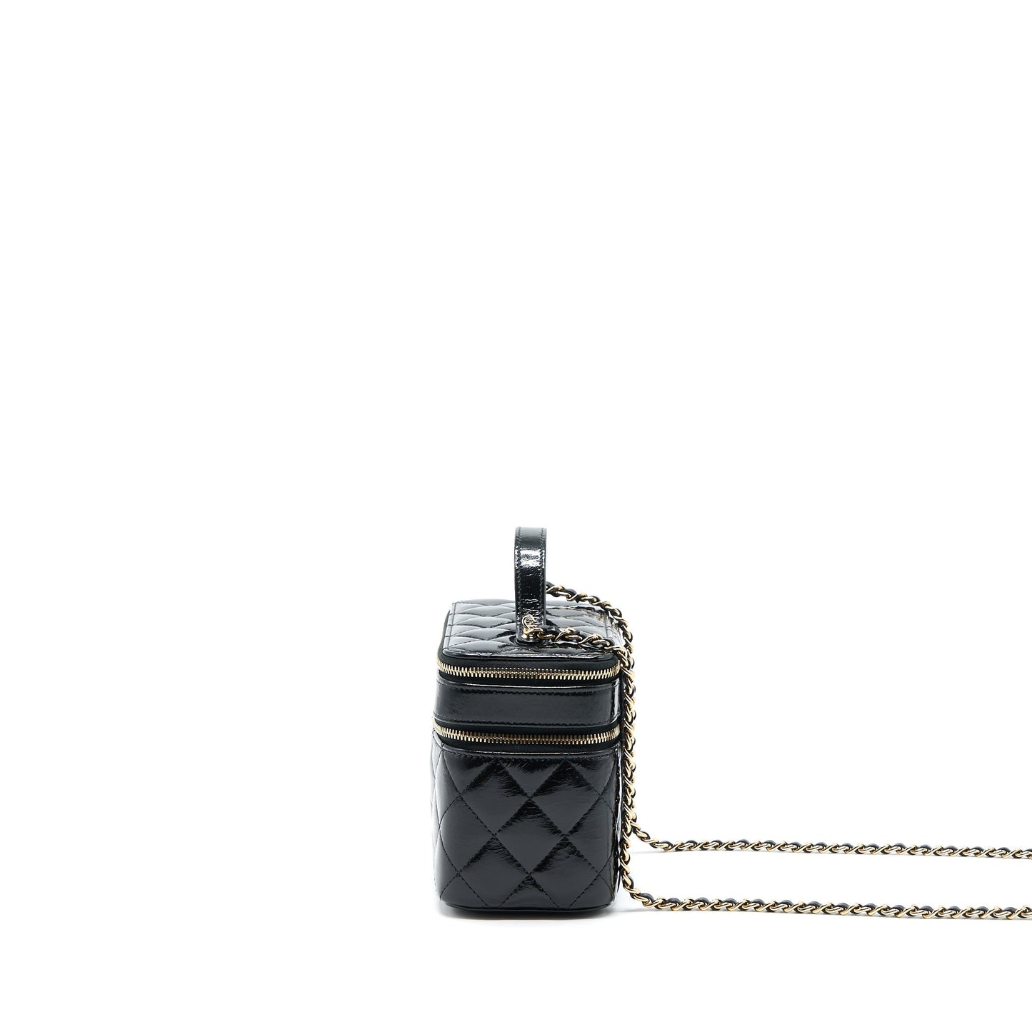 Chanel Vanity Glazed Lambskin LGHW Black Handbag