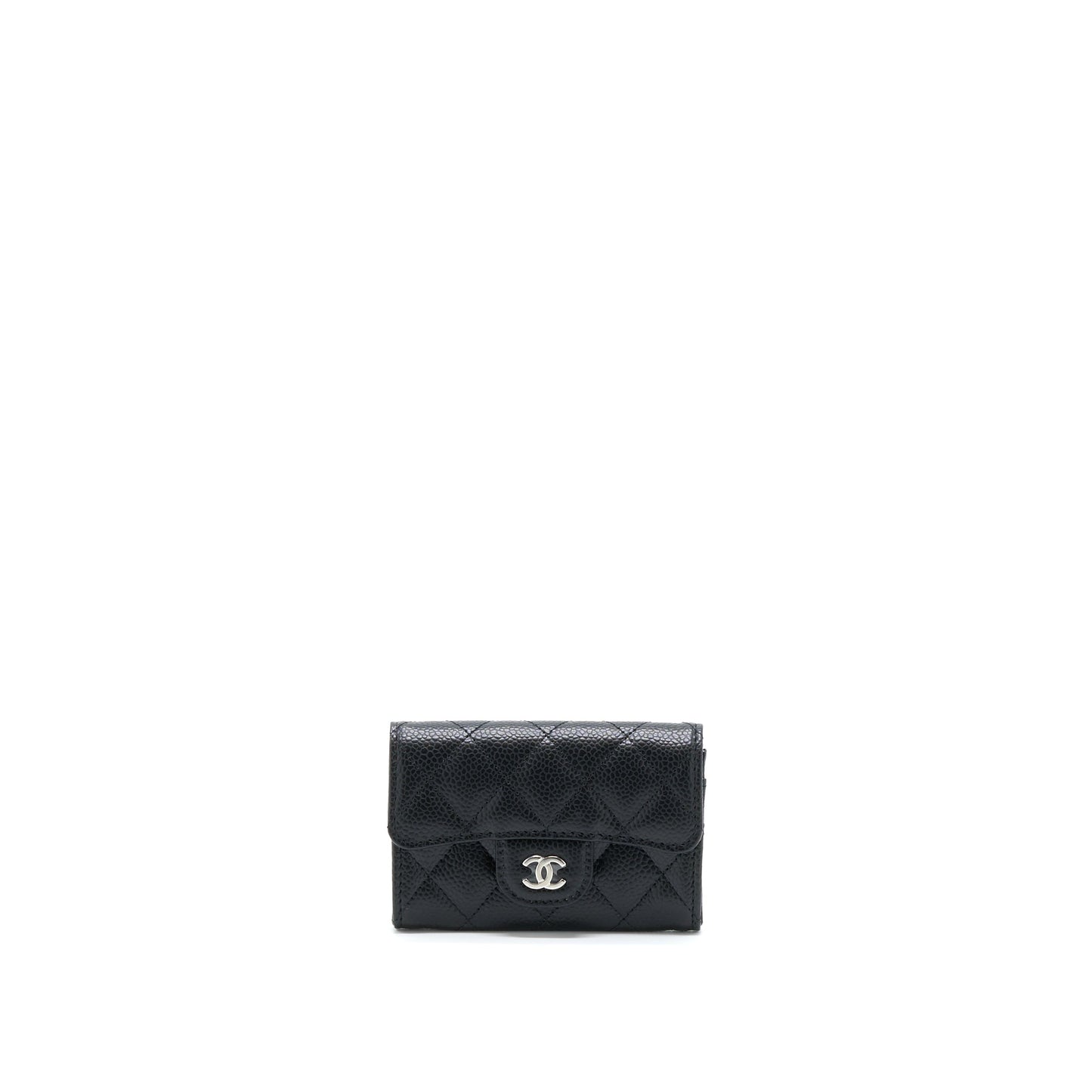 Chanel Classic Flap Card Holder Caviar SHW Black Wallet Case Shw 2