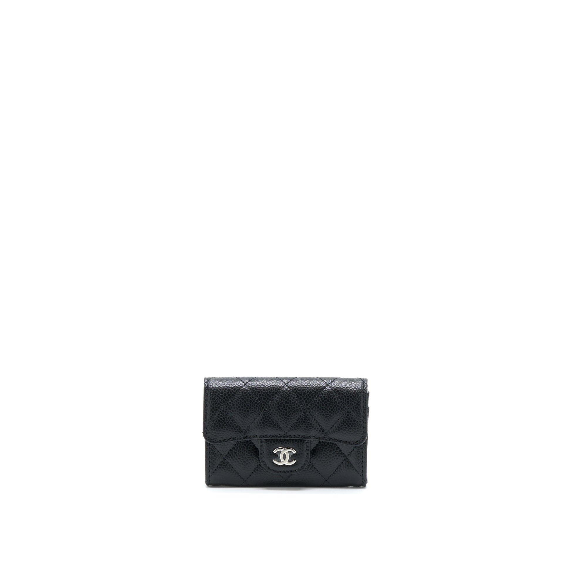 Chanel Classic Flap Card Holder Caviar SHW Black Wallet Case Shw 2