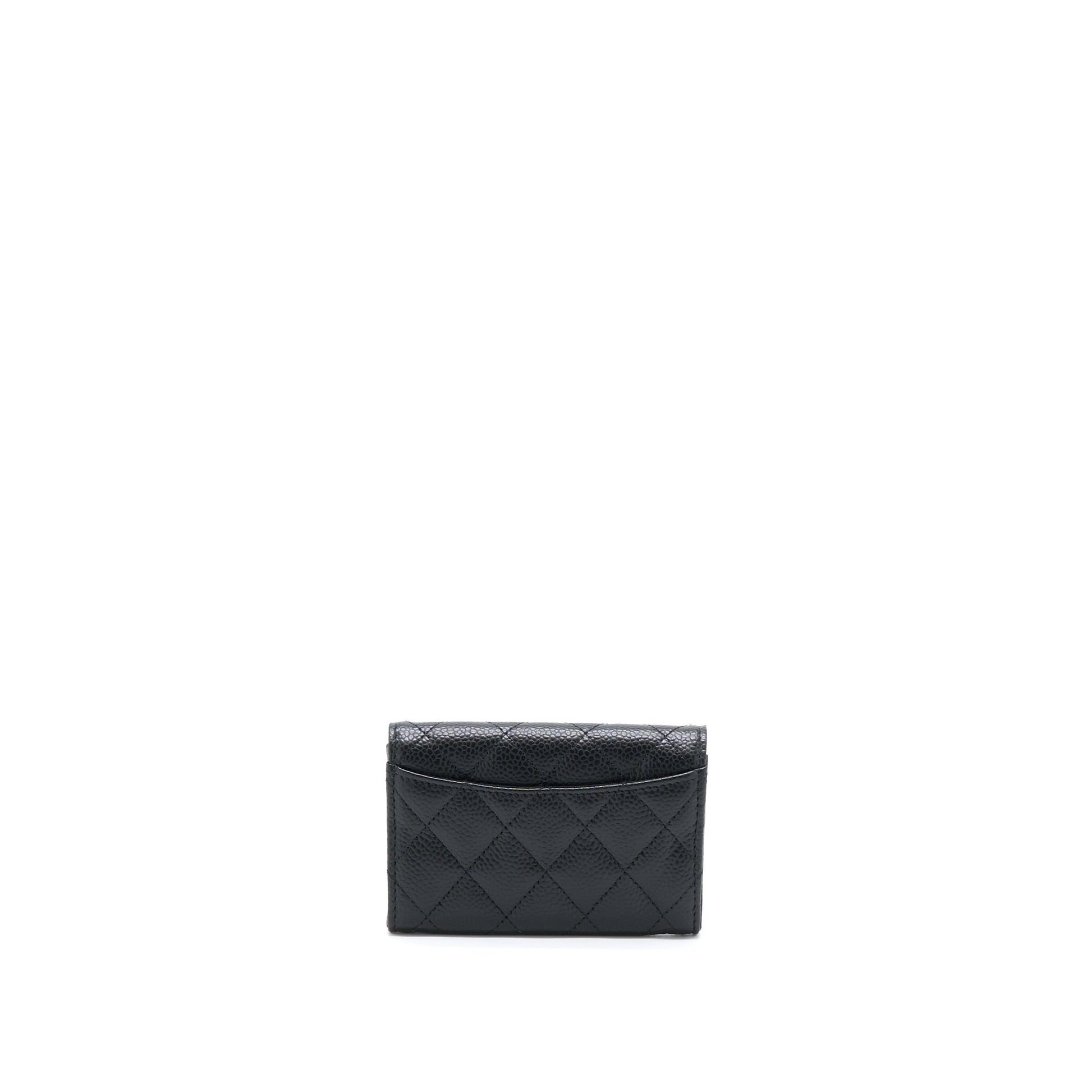 Chanel Classic Flap Card Holder Caviar SHW Black Wallet Case Shw 2