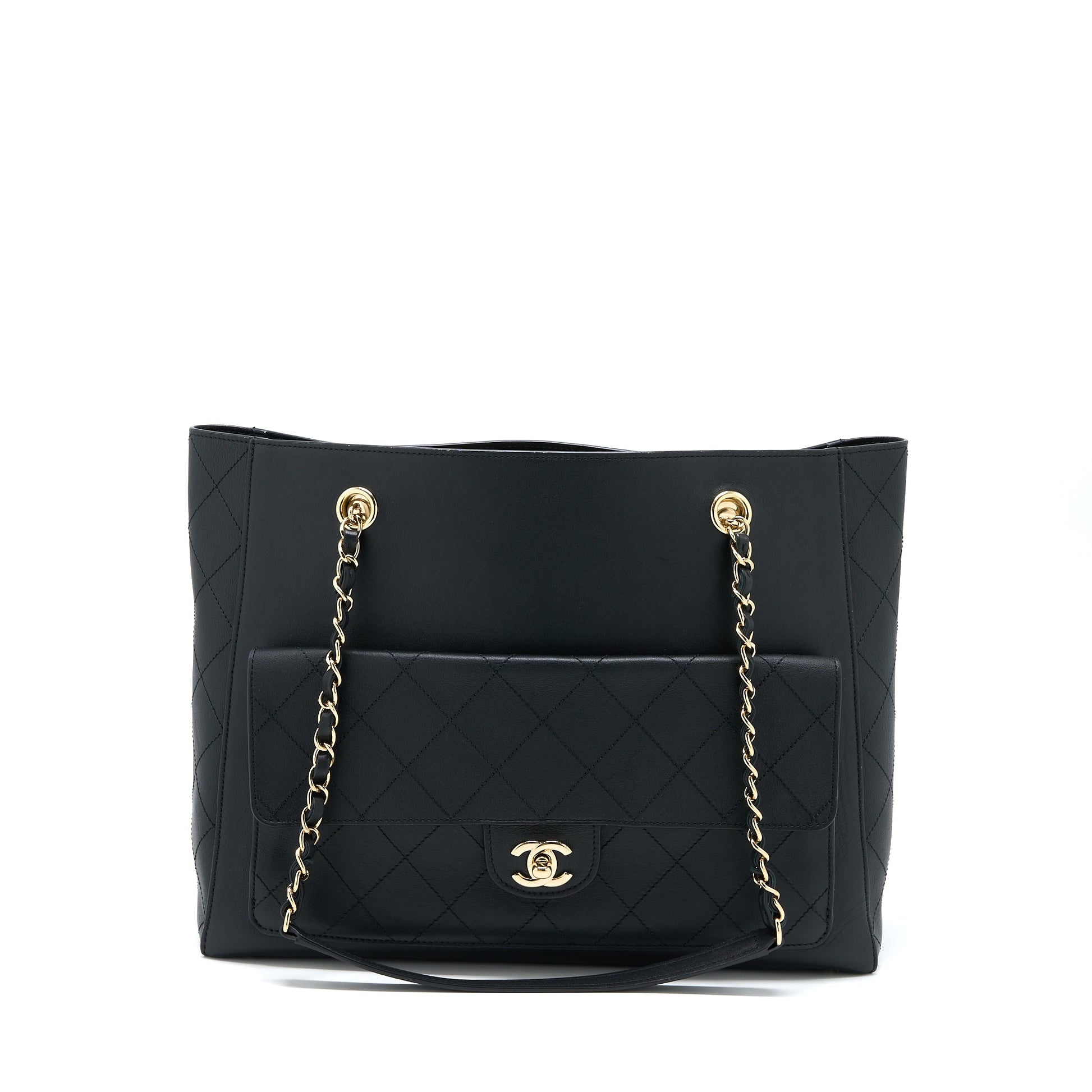 Chanel Lambskin LGHW Black Tote Bag
