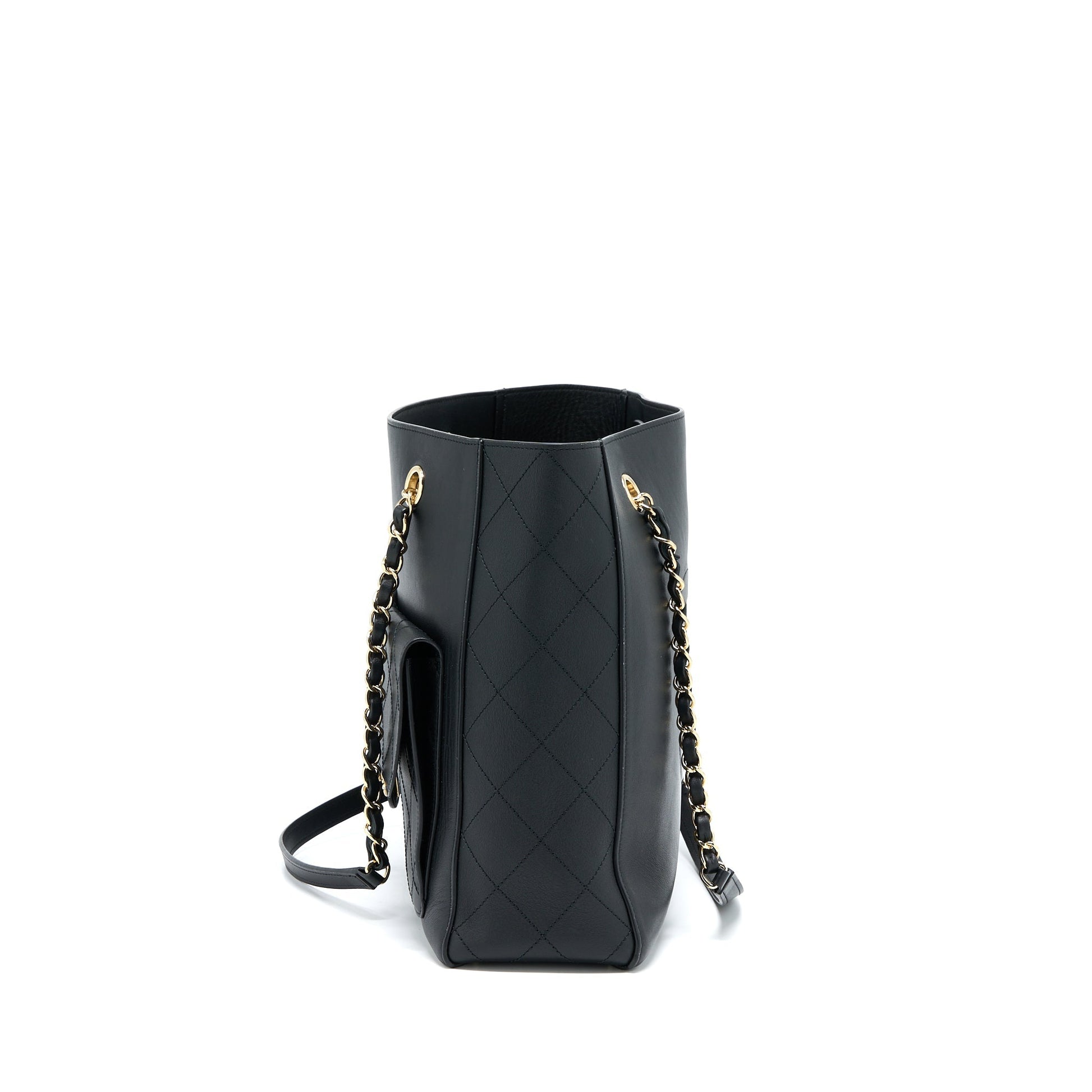 Chanel Lambskin LGHW Black Tote Bag