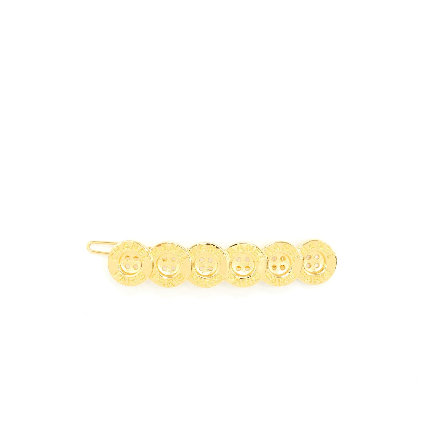 Chanel Button Paris CC Hair Clip Tone Gold Handbag