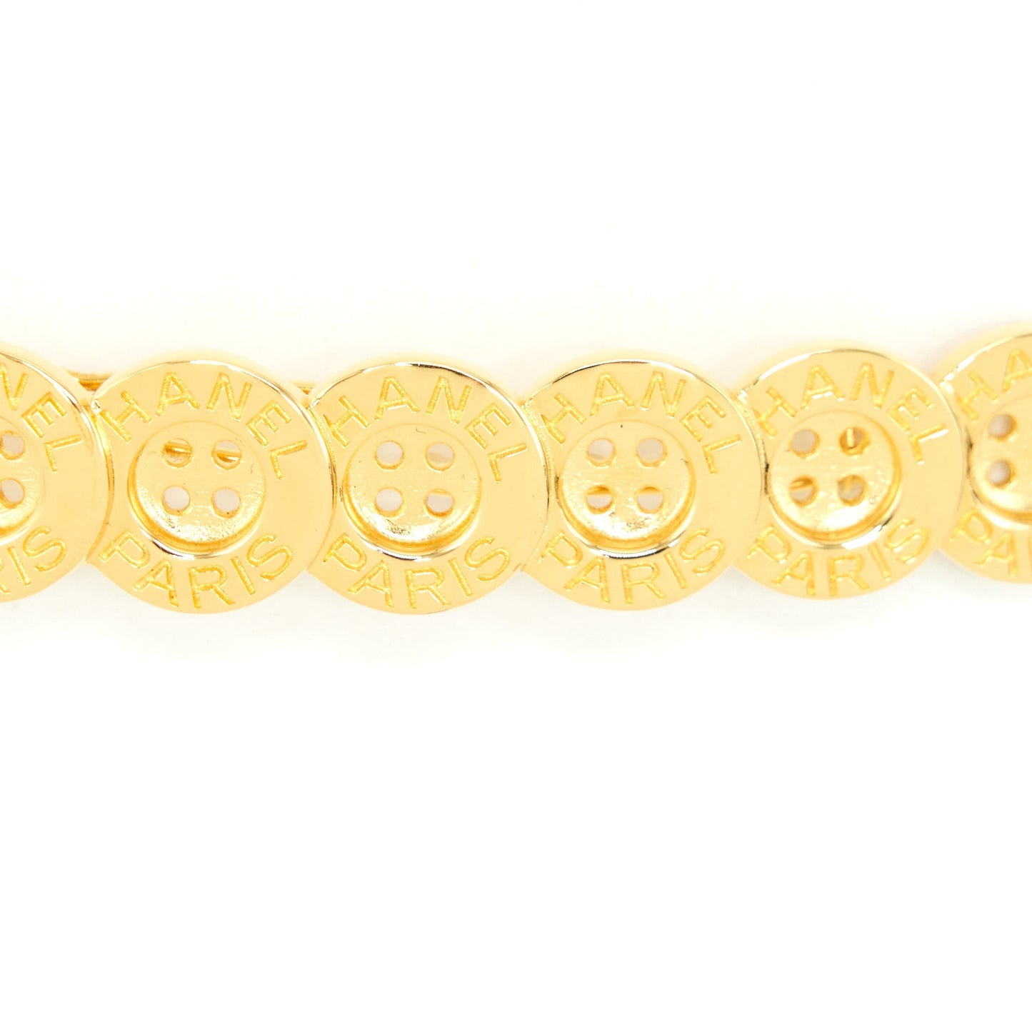 Chanel Button Paris CC Hair Clip Tone Gold Handbag
