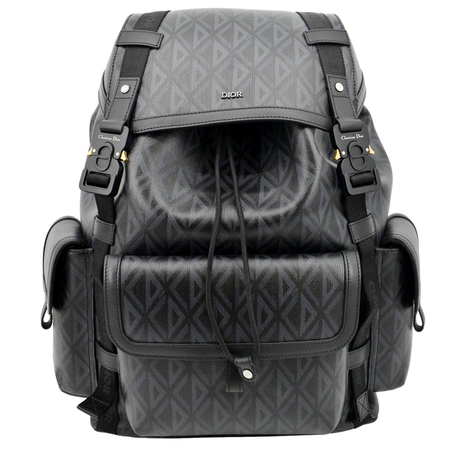Dior Hit The Road Diamond Backpack Handbag Canvas Black