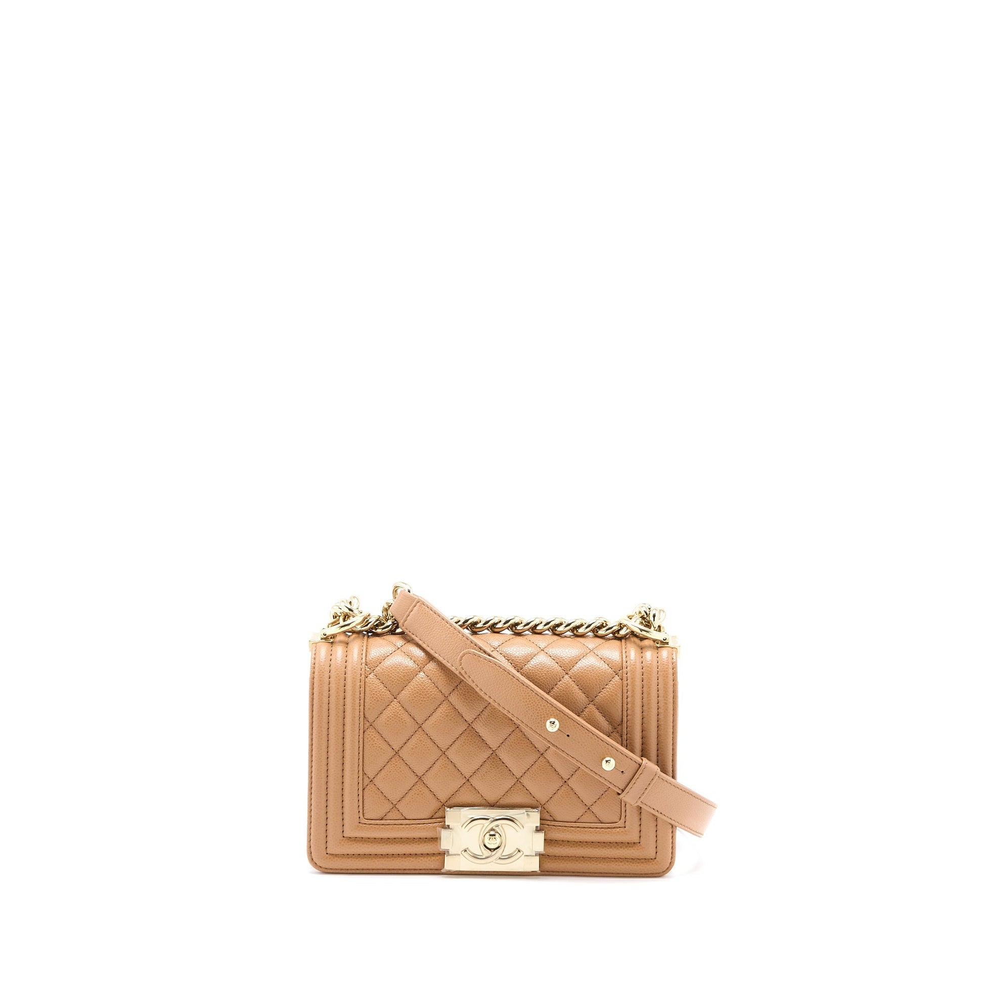 Chanel 21K Boy Caviar Camel LGHW Microchip Small Handbag