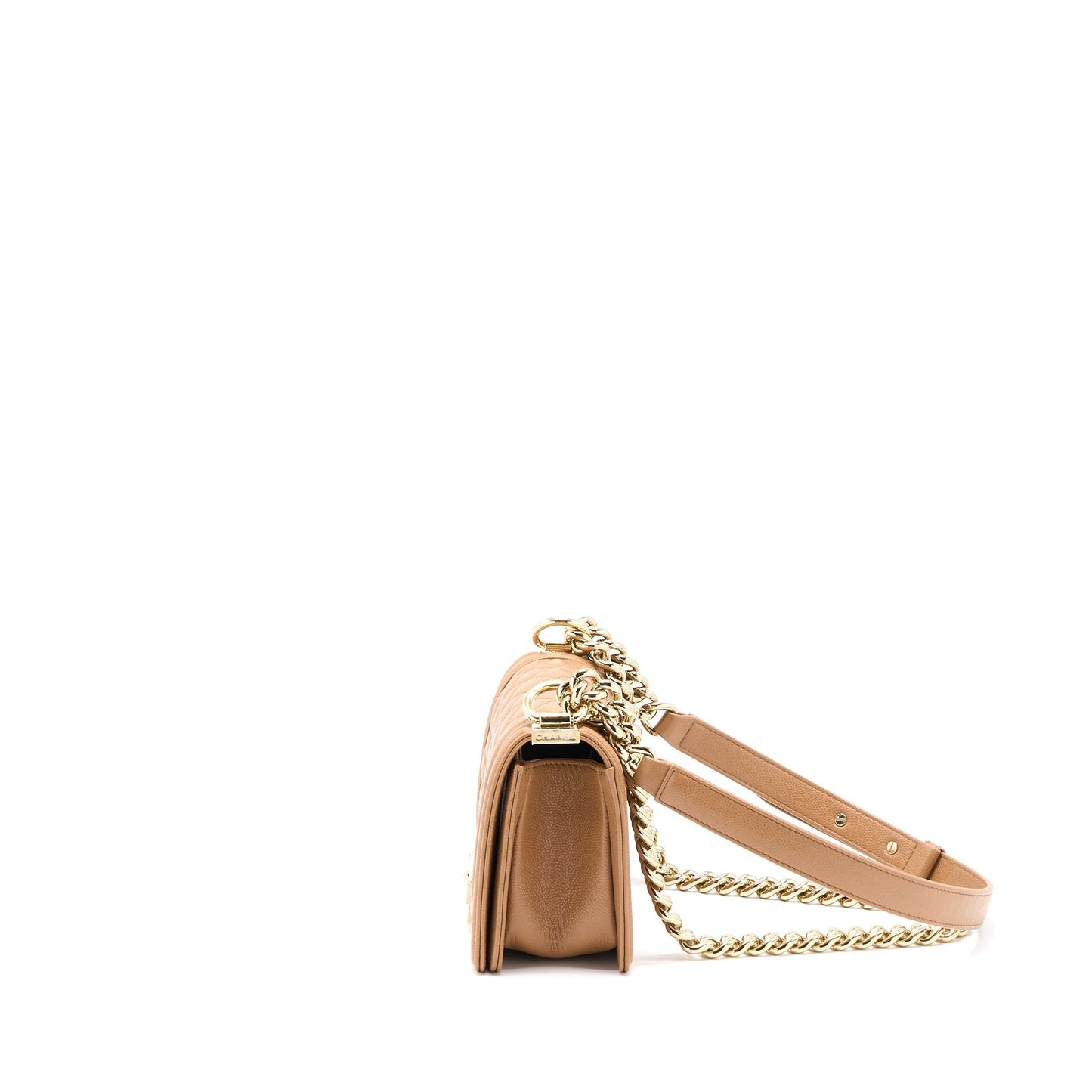Chanel 21K Boy Caviar Camel LGHW Microchip Small Handbag