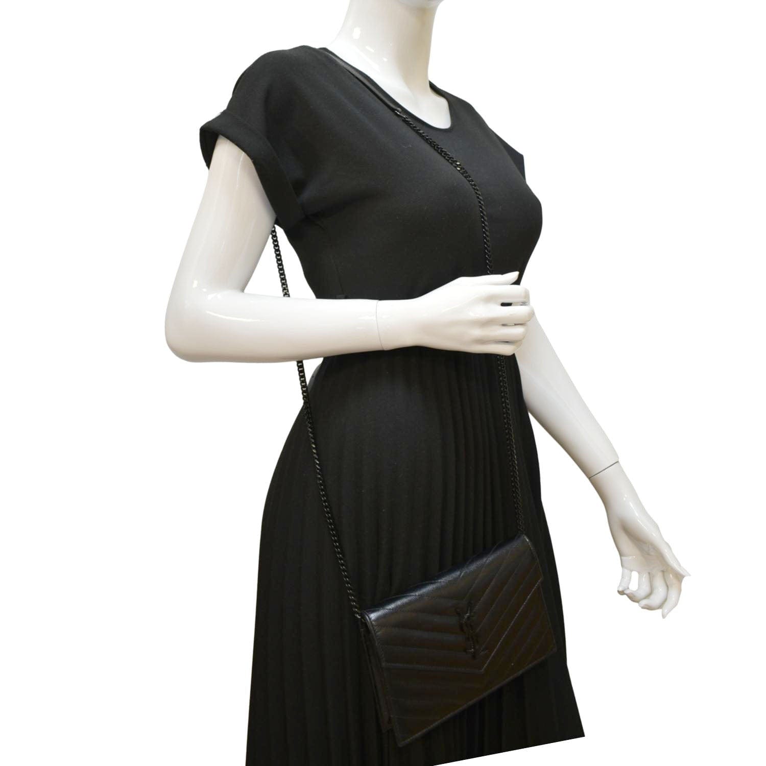 YSL Saint Laurent Saint Envelope Crossbody Bag Leather Black