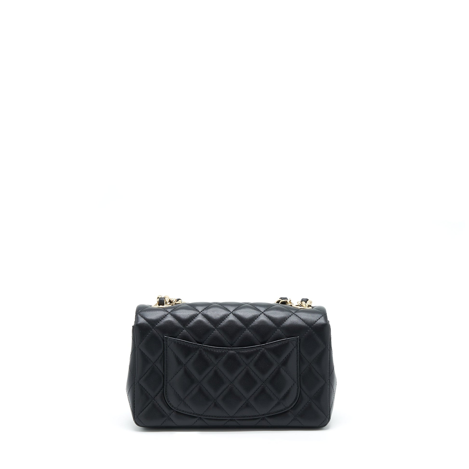 Chanel Rectangular Flap Charms Giant Chains Lambskin Black Key Chain