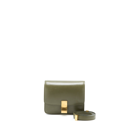 Celine Classic Purse Box Calfskin Army Handbag Green Small Travel Bag