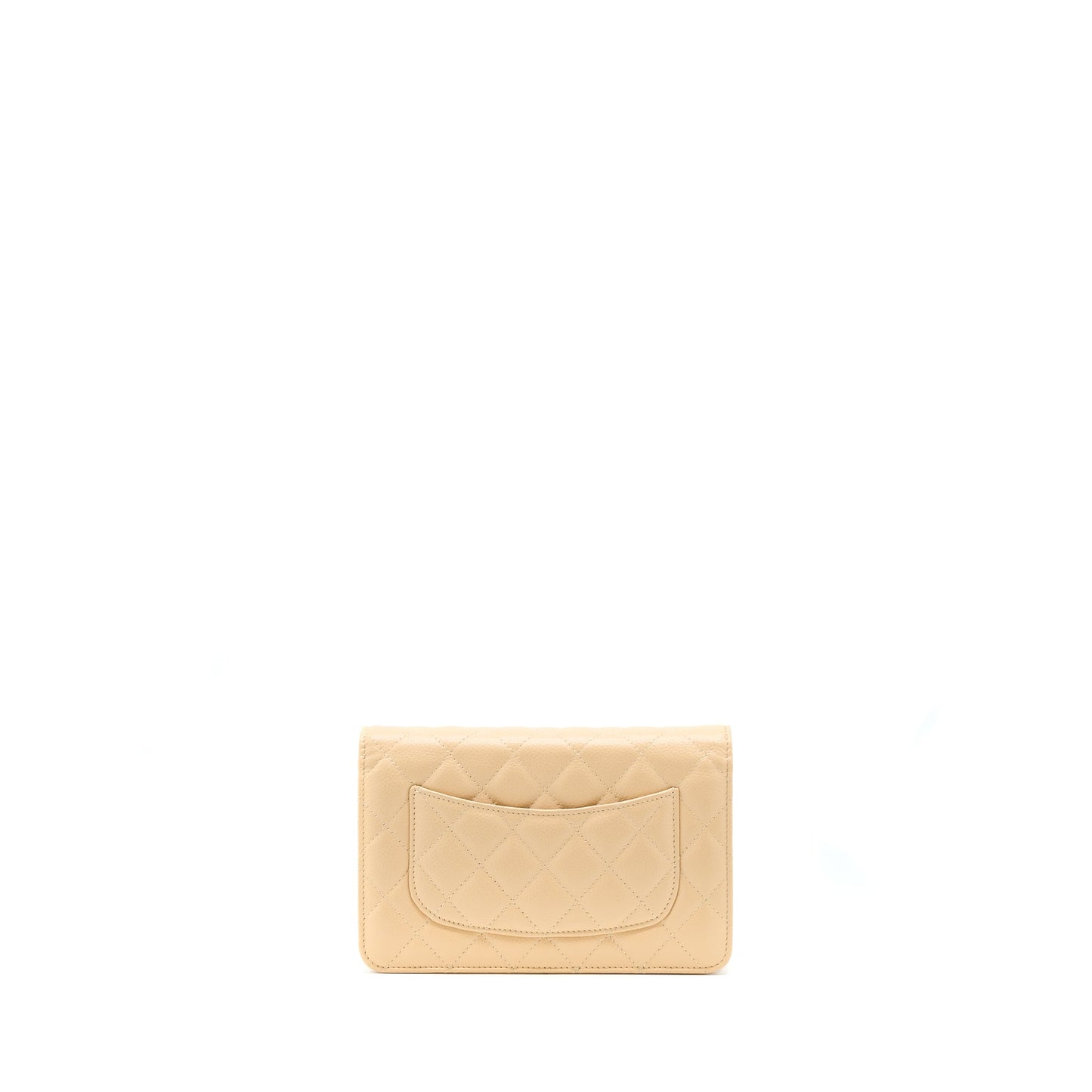 Chanel Classic On Caviar SHW Microchip Beige Wallet Case