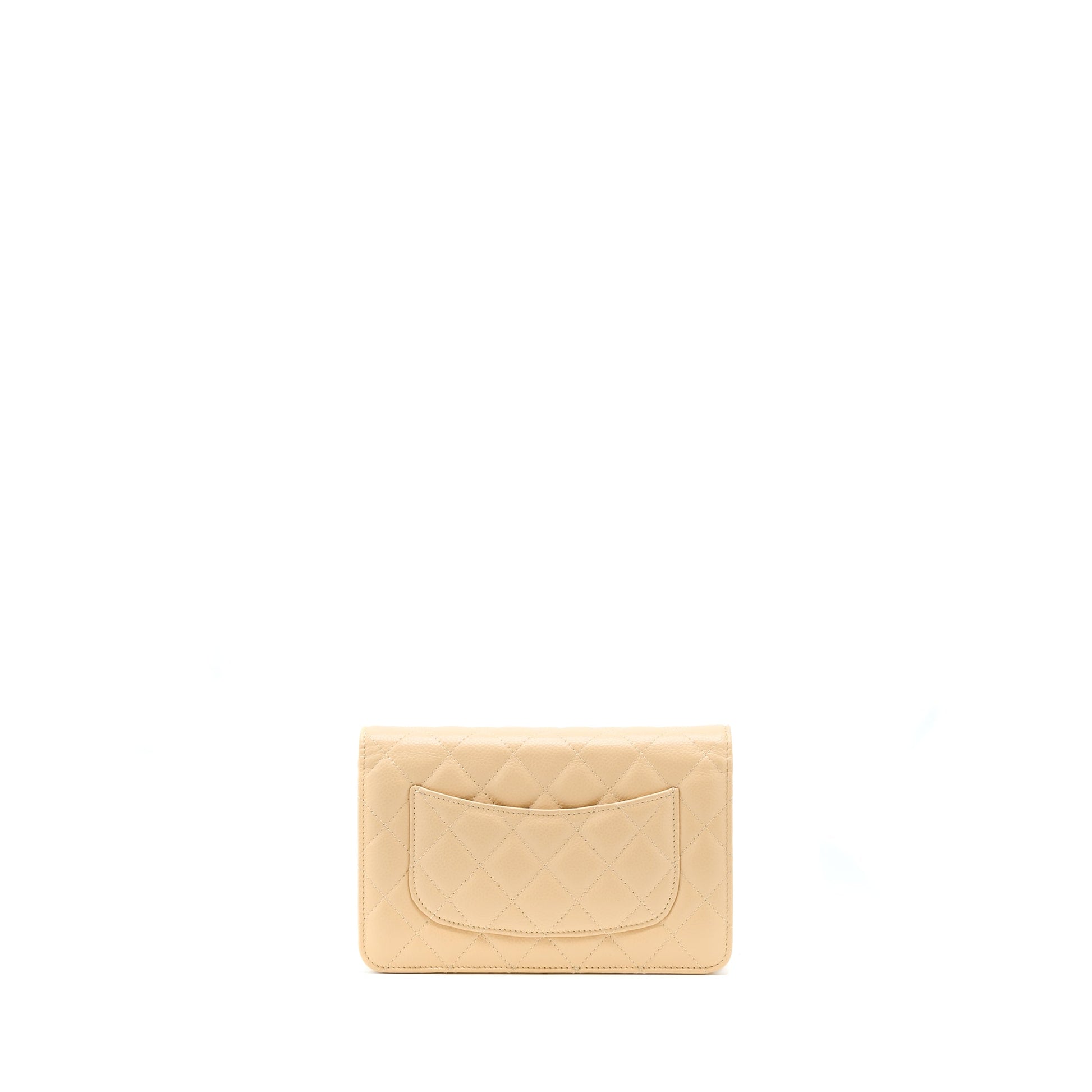 Chanel Classic On Caviar SHW Microchip Beige Wallet Case
