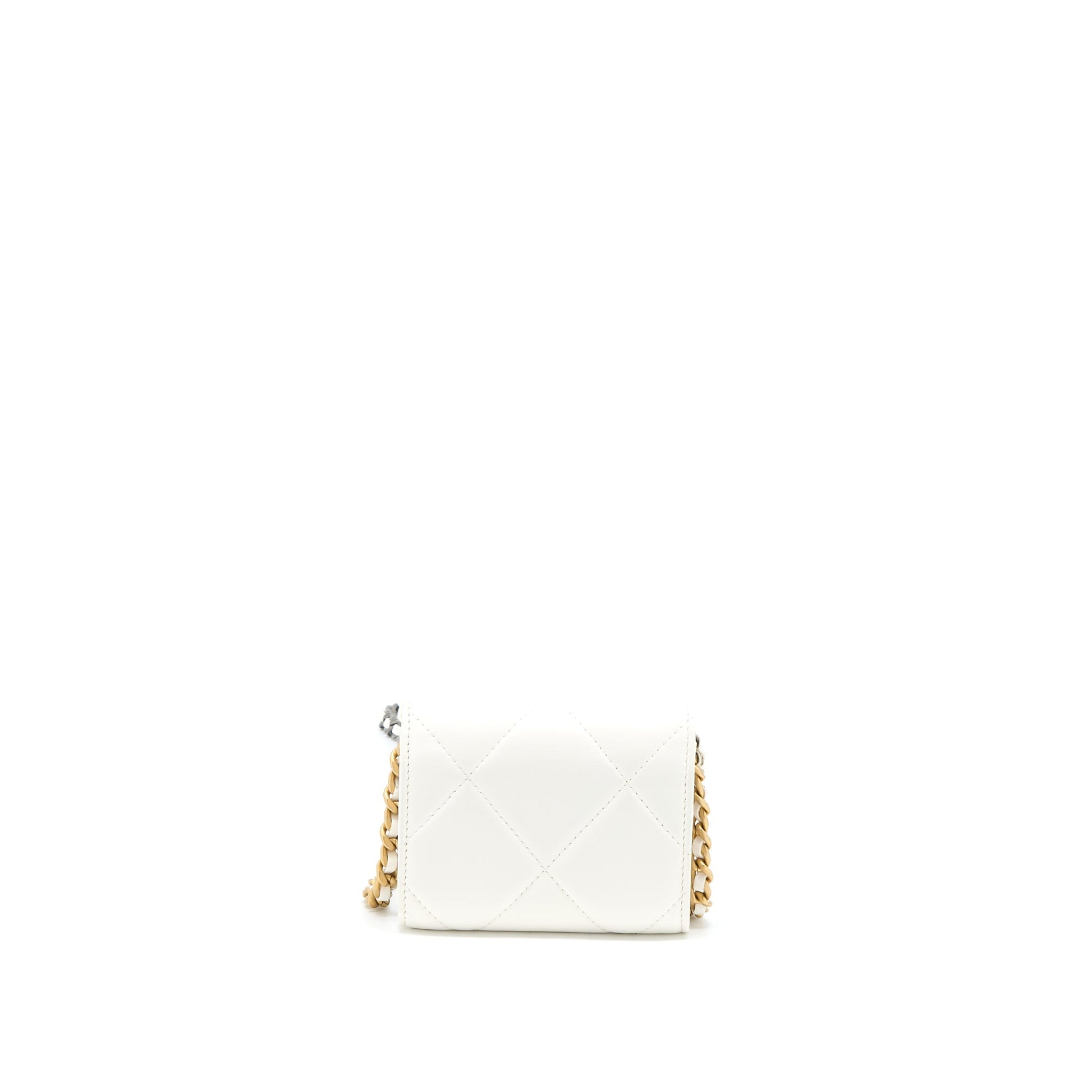 Chanel 19 Coin Purse Goatskin Hardware Multicolour White Wallet Case