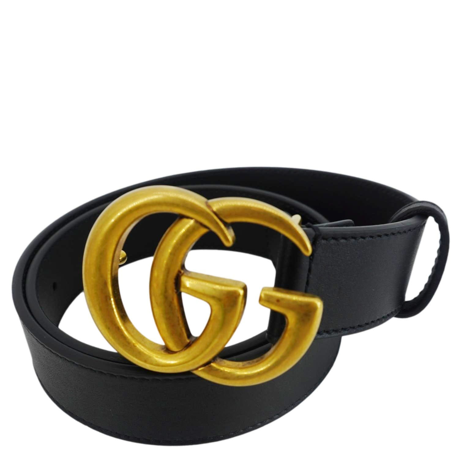 Gucci Buckle Belt Handbag Leather Black Accessory 70 28