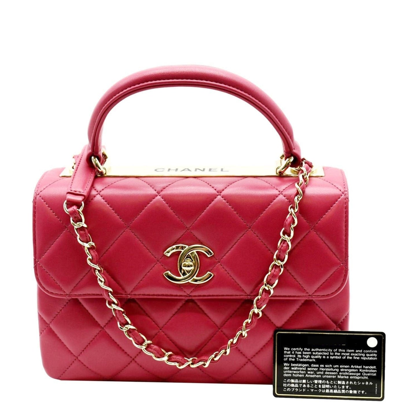 Chanel Trendy CC Top Handle Flap Leather Pink Travel Bag